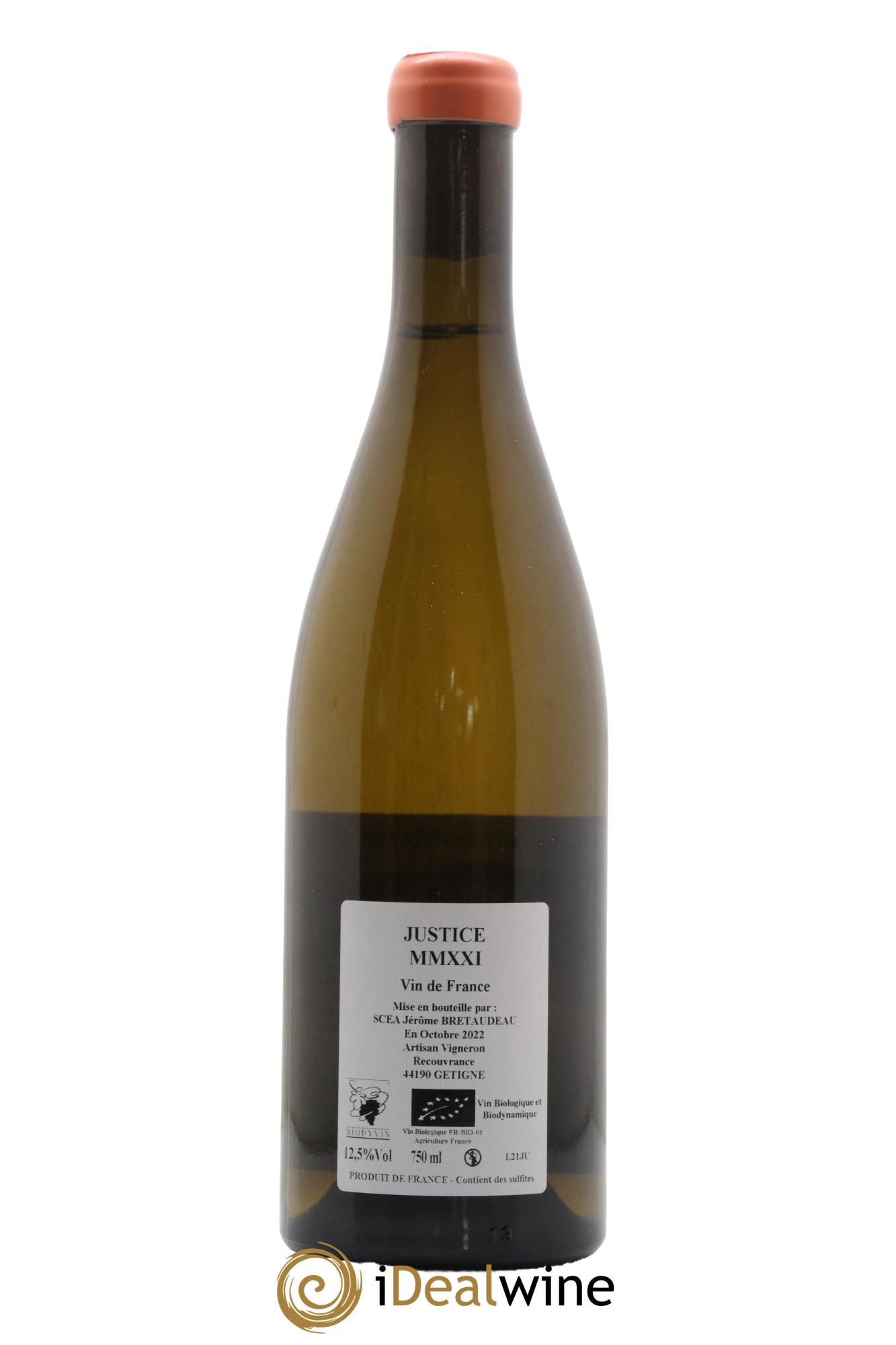 Vin de France La Justice Jérôme Bretaudeau - Domaine de Bellevue 2021 - Lot de 1 bouteille - 1