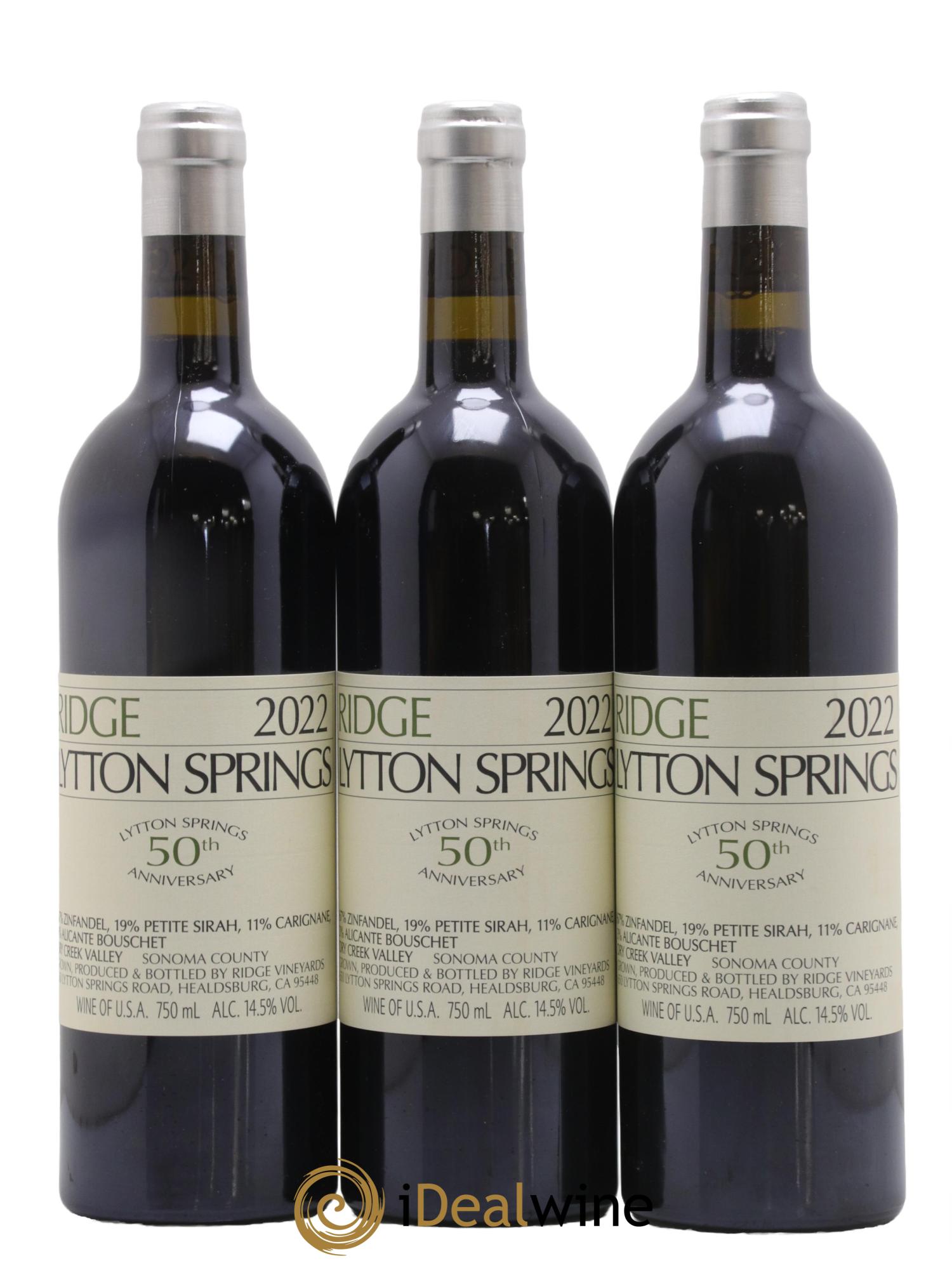 Dry Creek Valley Lytton Springs Ridge Vineyards 2022 - Lotto di 3 bottiglie - 0