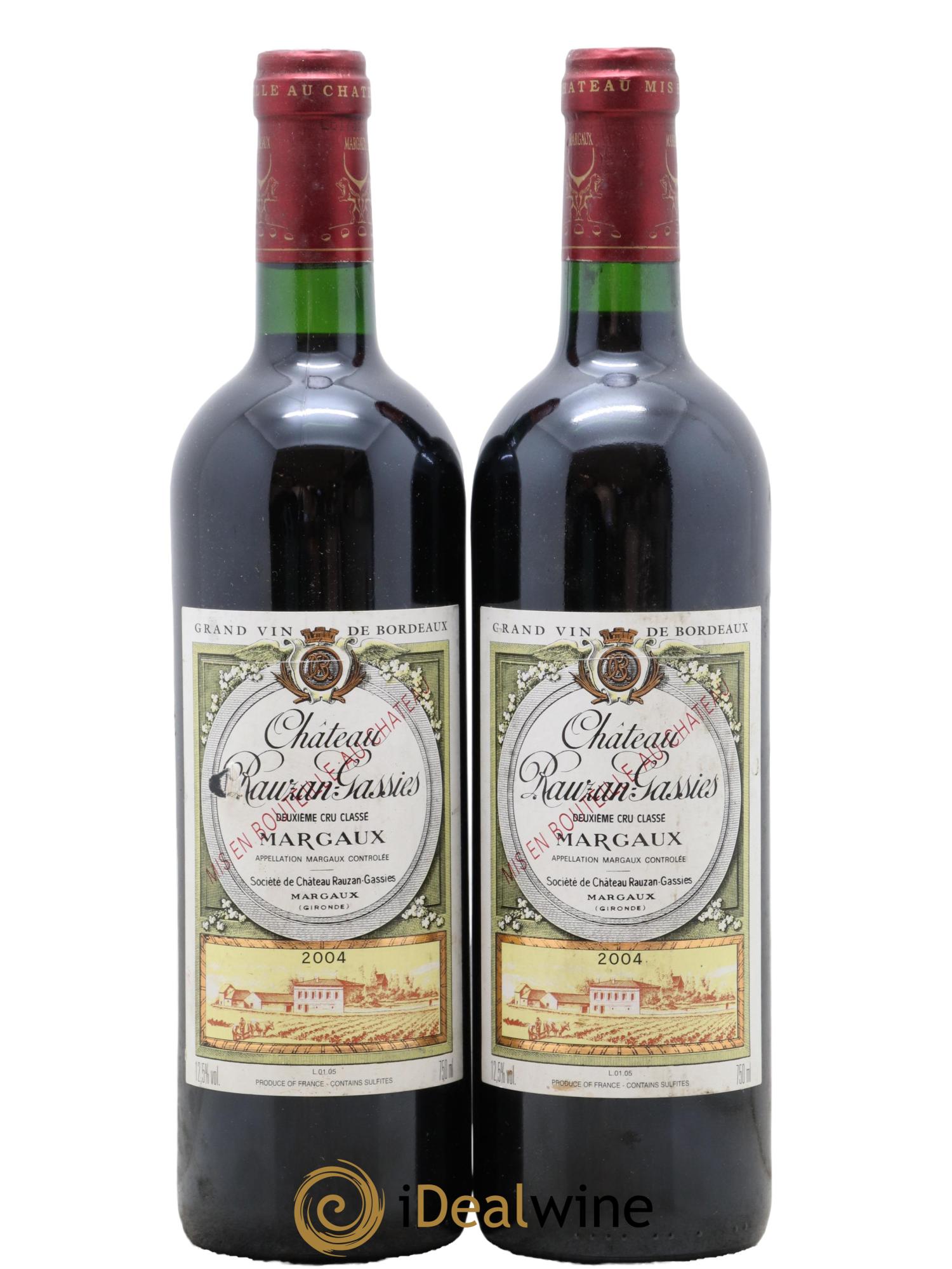 Château Rauzan-Gassies 2ème Grand Cru Classé 2004 - Lotto di 2 bottiglie - 0