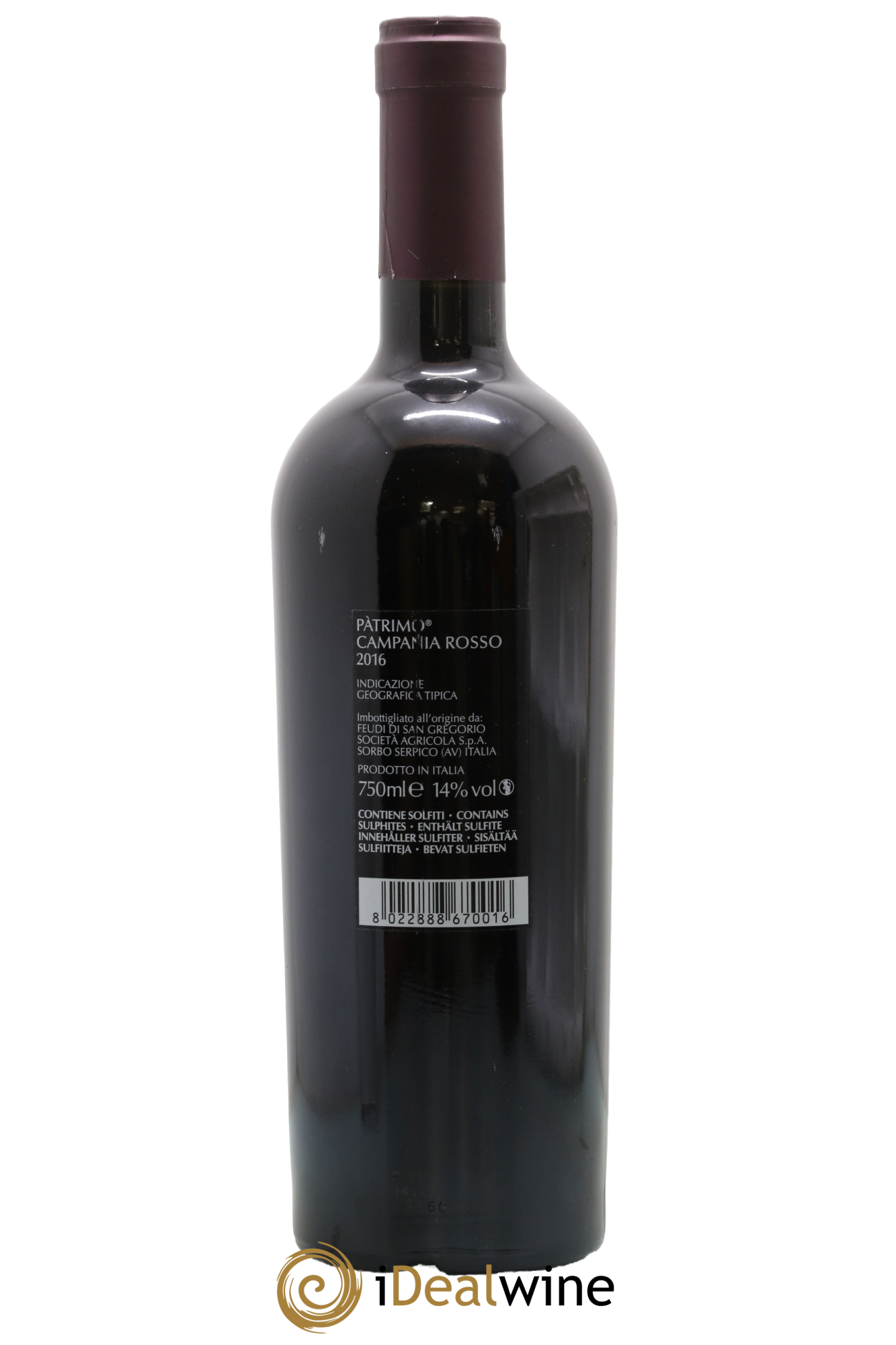 Campanie Pàtrimo Feudi di San Gregorio 2016 - Lot de 1 bouteille - 1