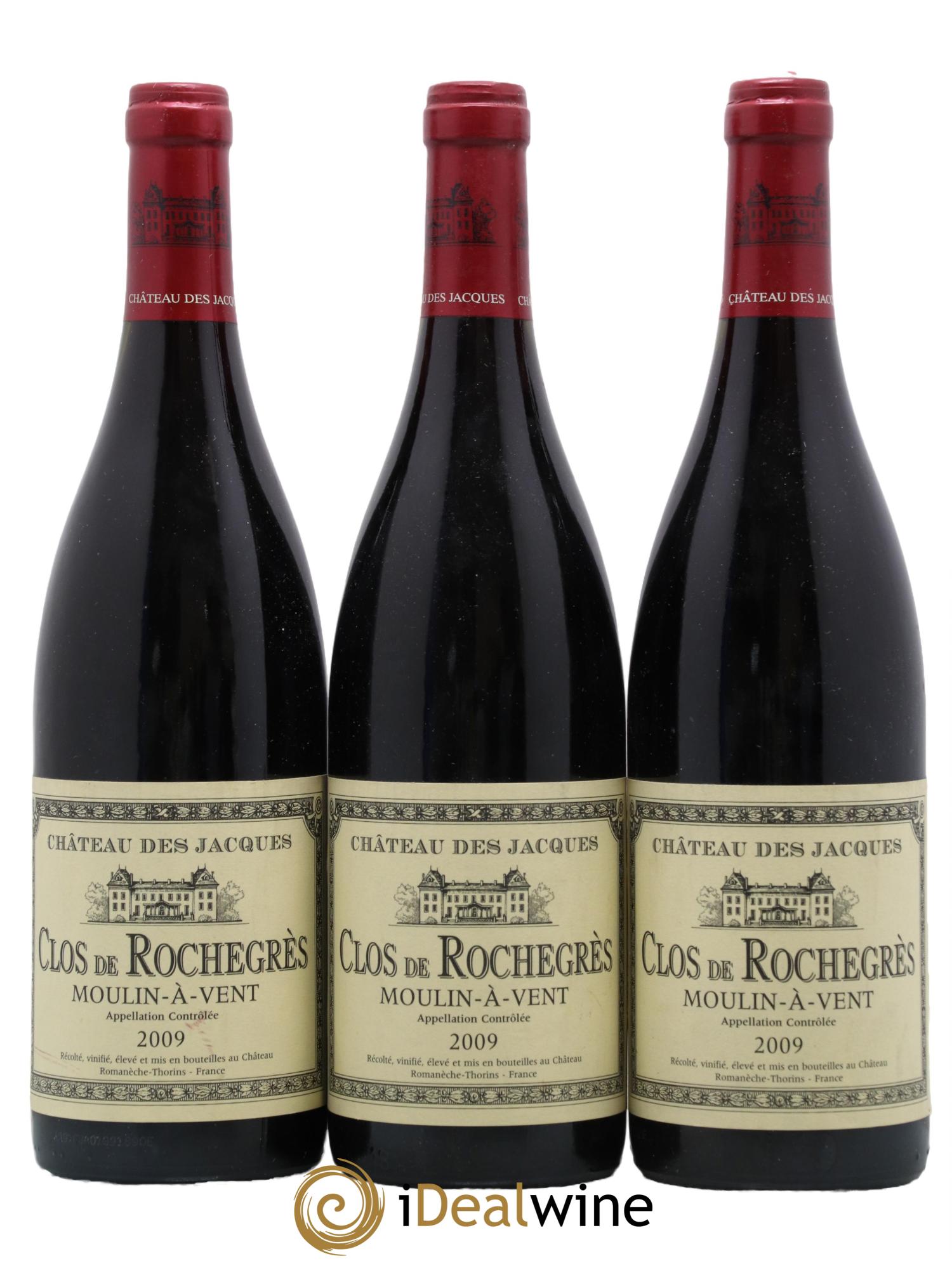 Moulin-à-Vent Clos de Rochegrès Château des Jacques 2009 - Lot de 3 bouteilles - 0