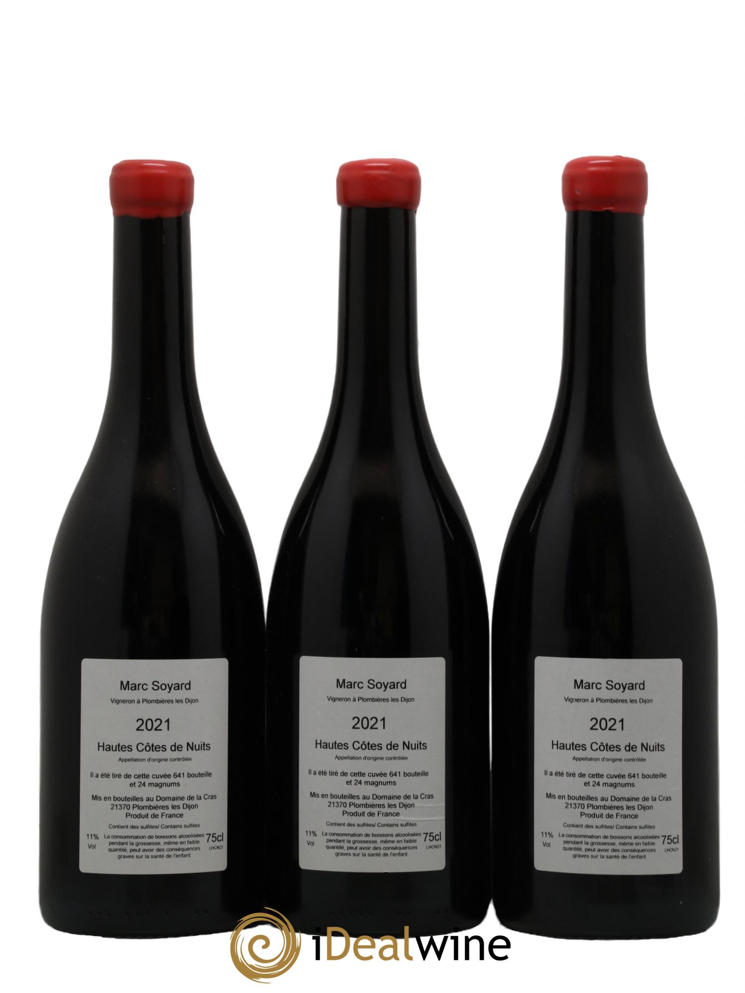Hautes-Côtes de Nuits Domaine de la Cras - Marc Soyard 2021 - Lot de 3 bouteilles - 1