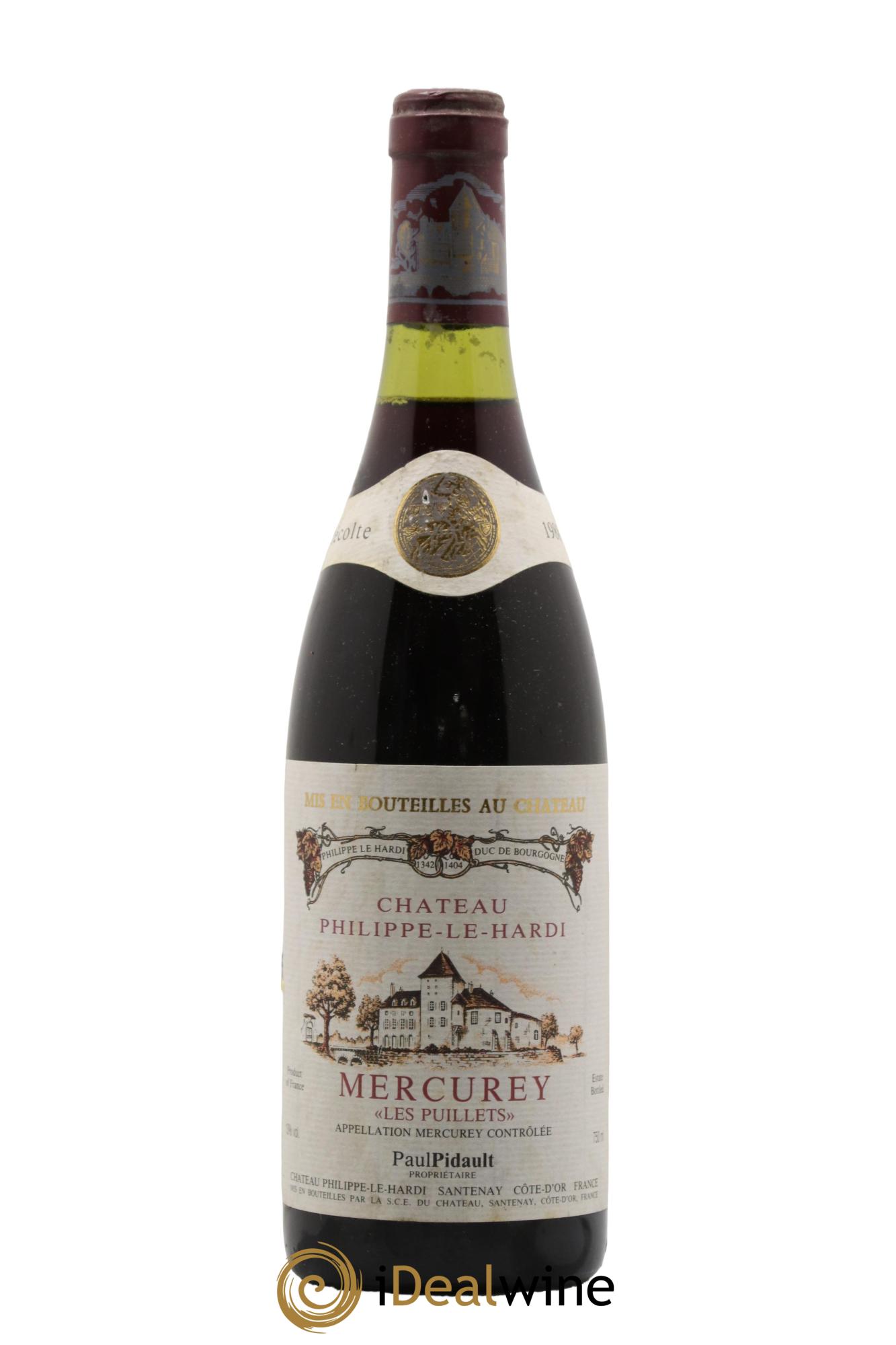 Mercurey Les Puillets Château Philippe Le Hardi Domaine Pidault 1988 - Lot de 1 bouteille - 0