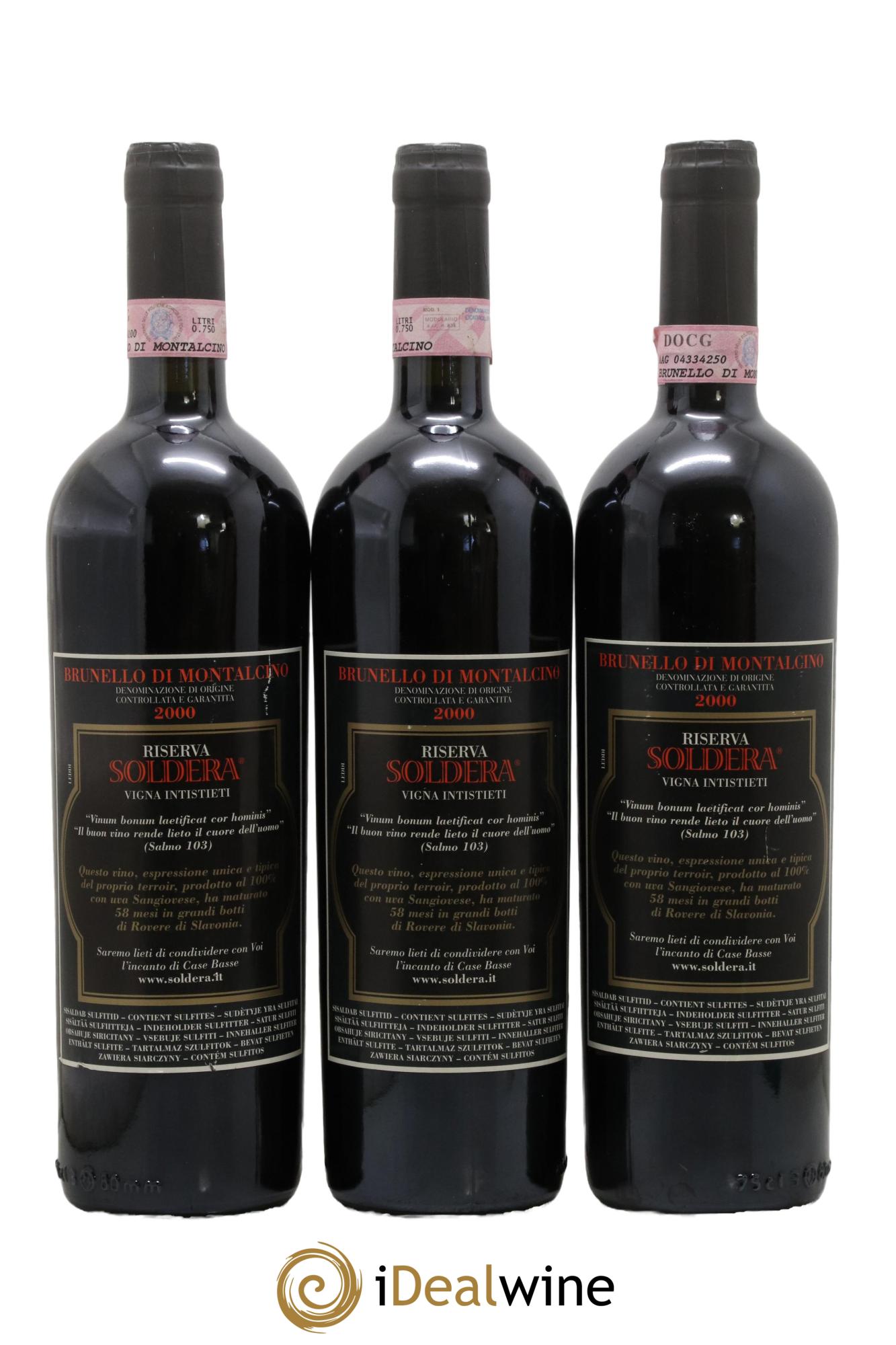 Brunello di Montalcino DOCG Riserva Soldera Case Basse - Gianfranco Soldera 2000 - Lotto di 3 bottiglie - 1