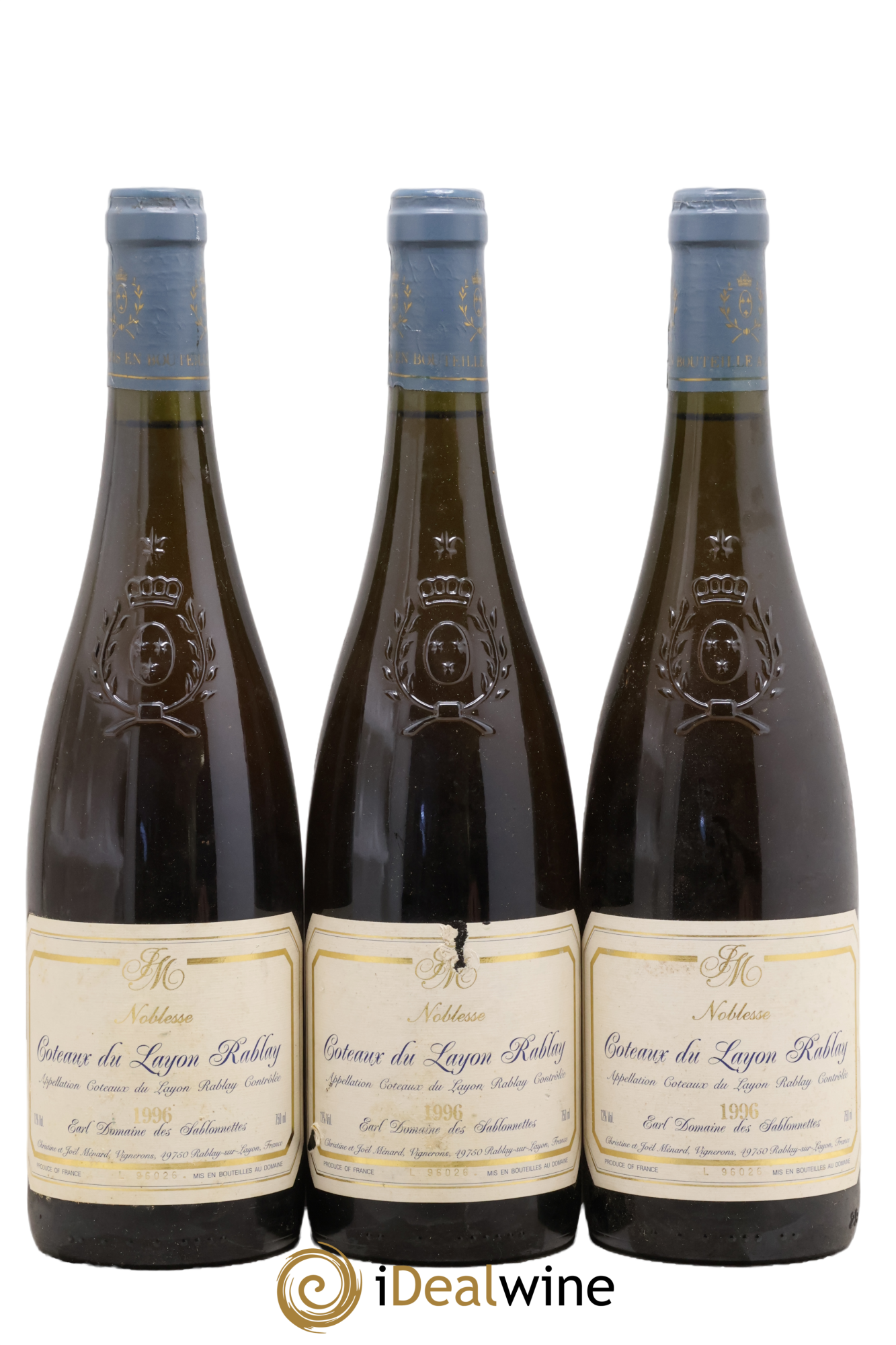 Coteaux du Layon Rablay Noblesse Domaine Des Sablonettes 1996 - Lot of 3 bottles - 0