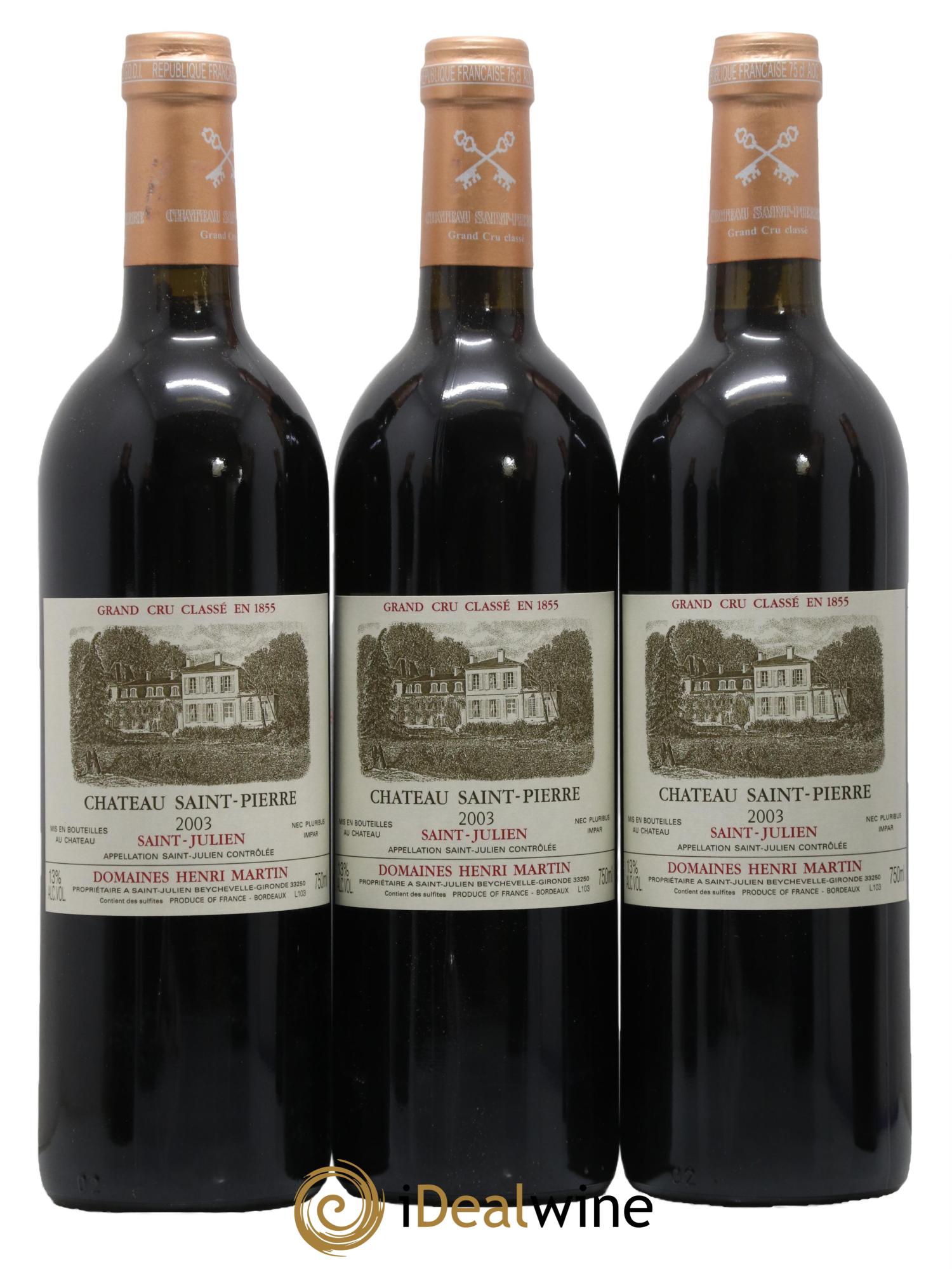 Château Saint-Pierre 4ème Grand Cru Classé 2003 - Lot de 6 bouteilles - 1