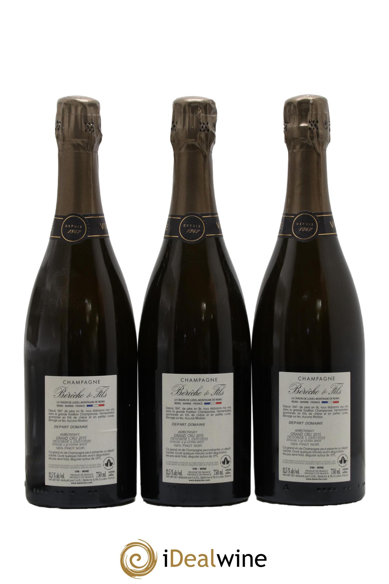 Ambonnay Grand Cru Extra-Brut Bérêche et Fils 2015 - Lot de 3 bouteilles - 1