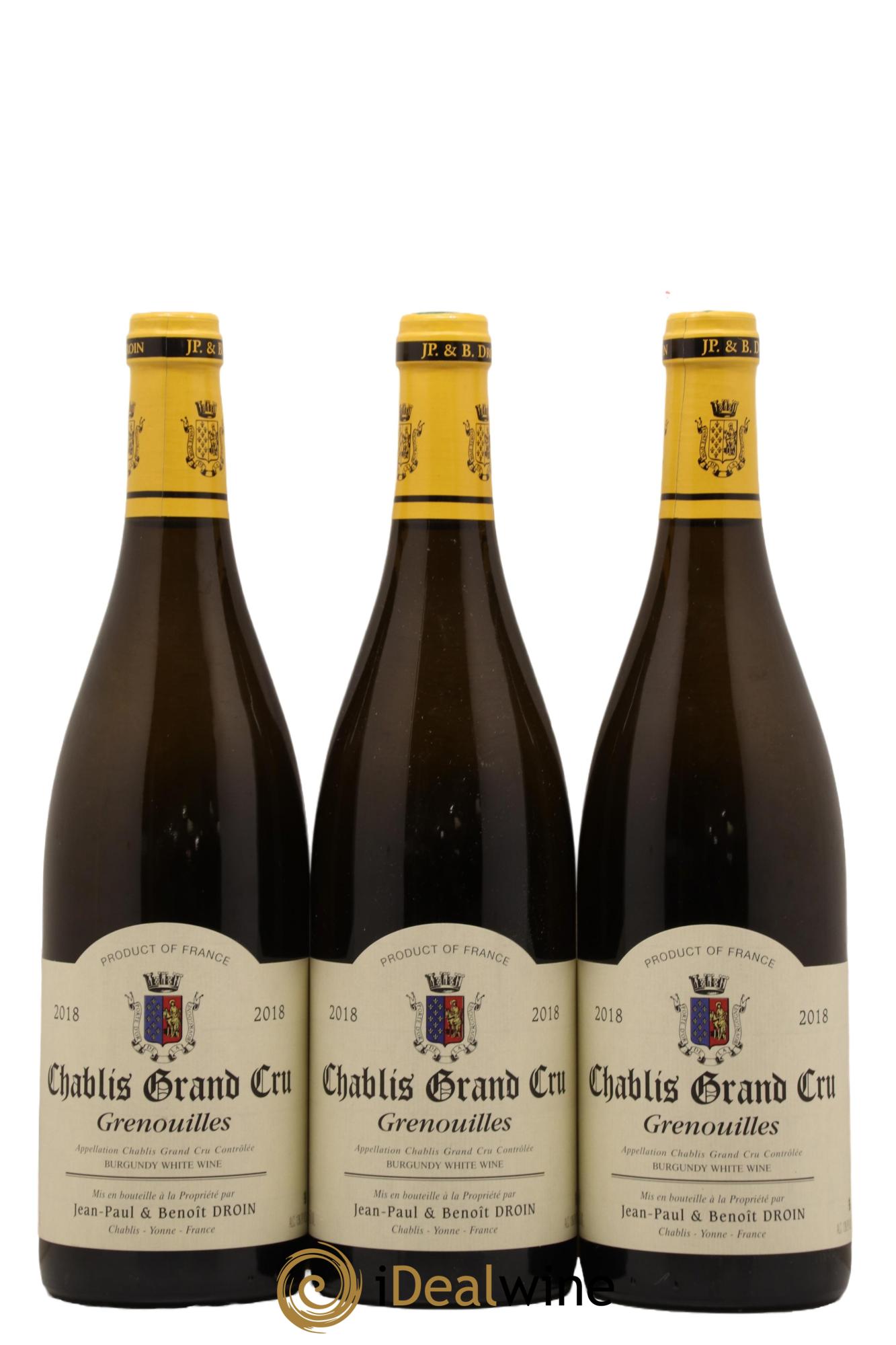 Chablis Grand Cru Grenouilles Jean-Paul & Benoît Droin (Domaine) 2018 - Lot de 3 bouteilles - 0