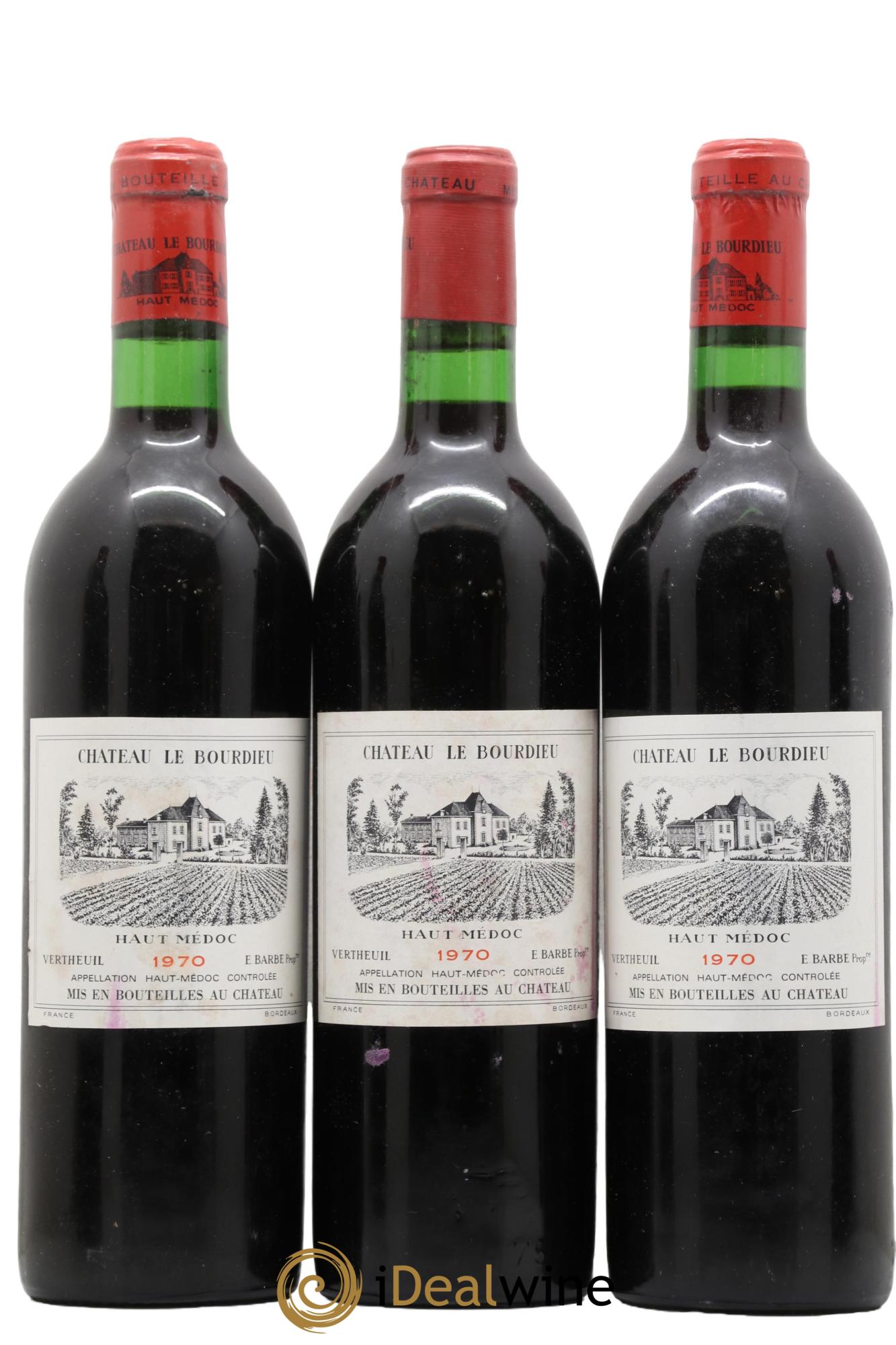 Château le Bourdieu Cru Bourgeois 1970 - Lot de 3 bouteilles - 0