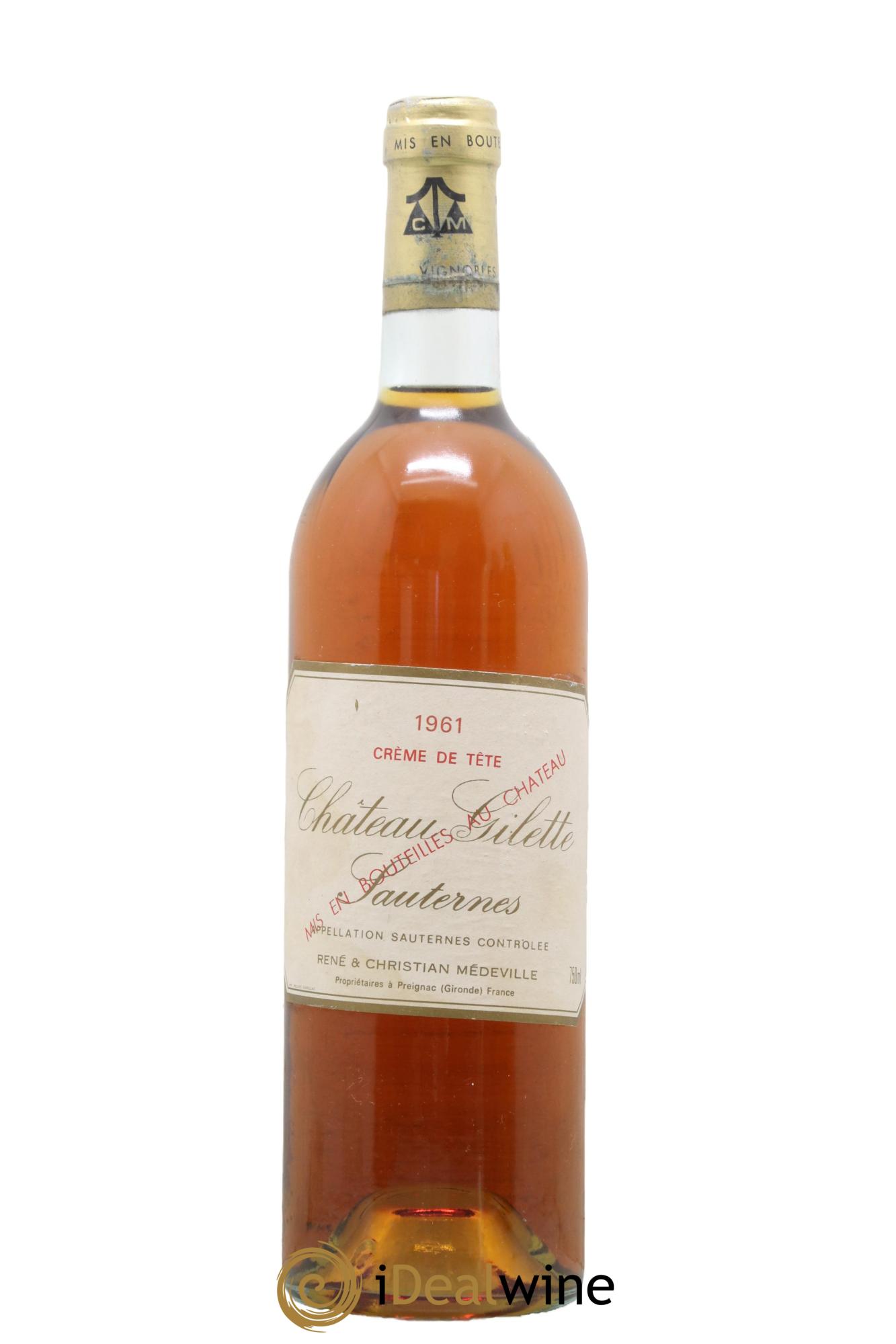Château Gilette - Crème de Tête Grande Réserve 1961 - Lotto di 1 bottiglia - 0