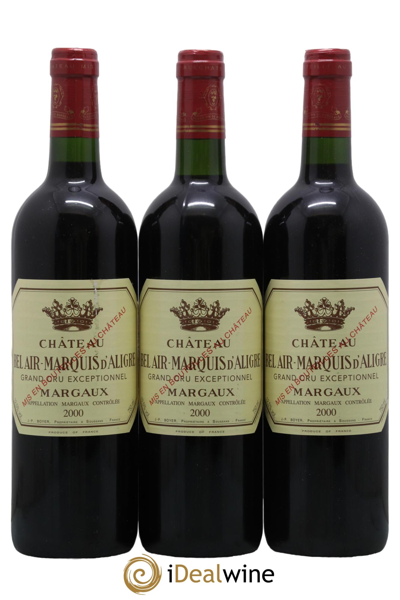 Château Bel Air Marquis d'Aligre 2000 - Lot de 3 bouteilles - 0