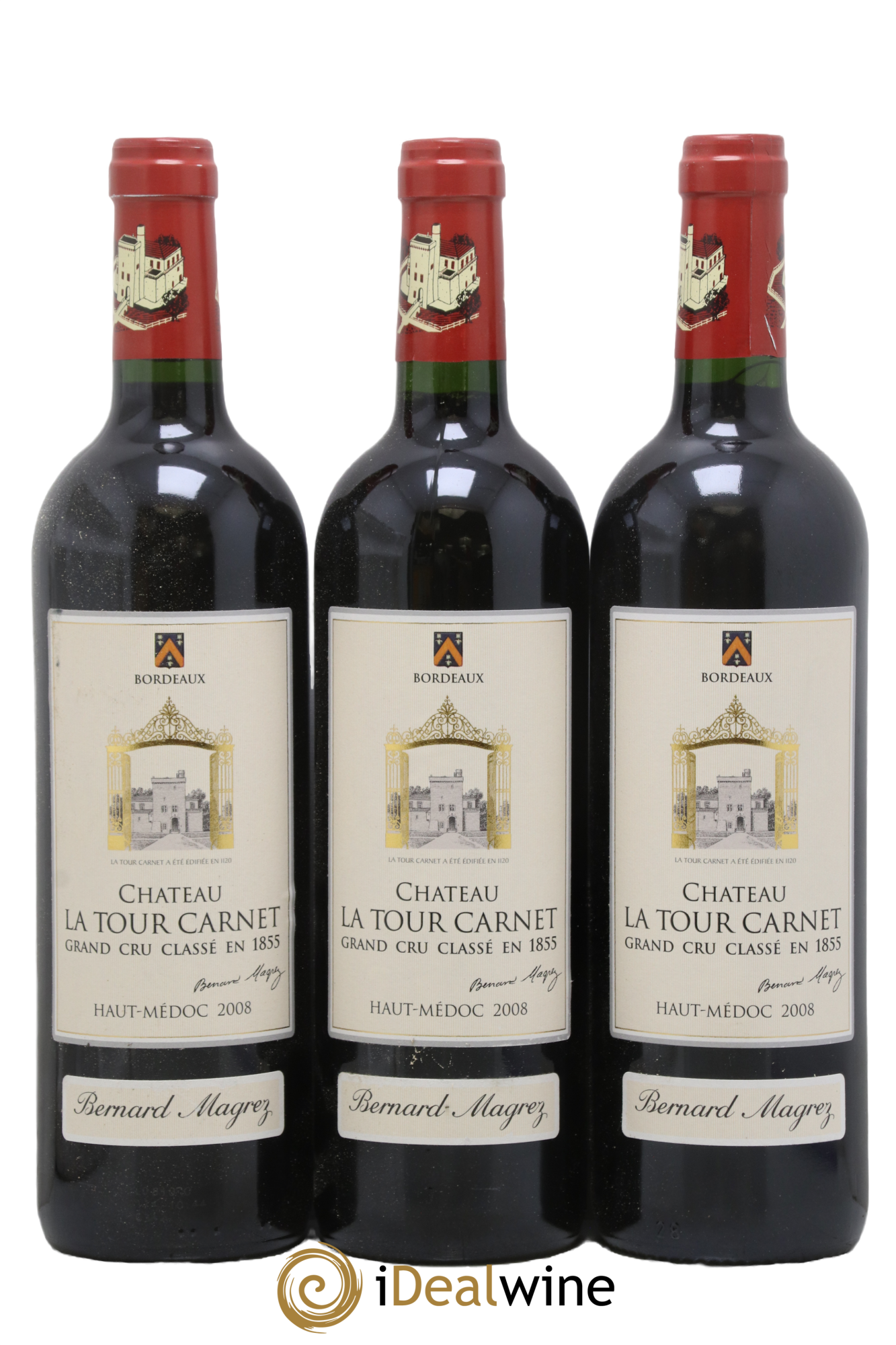 Château la Tour Carnet 4ème Grand Cru Classé 2008 - Lot de 3 bouteilles - 0