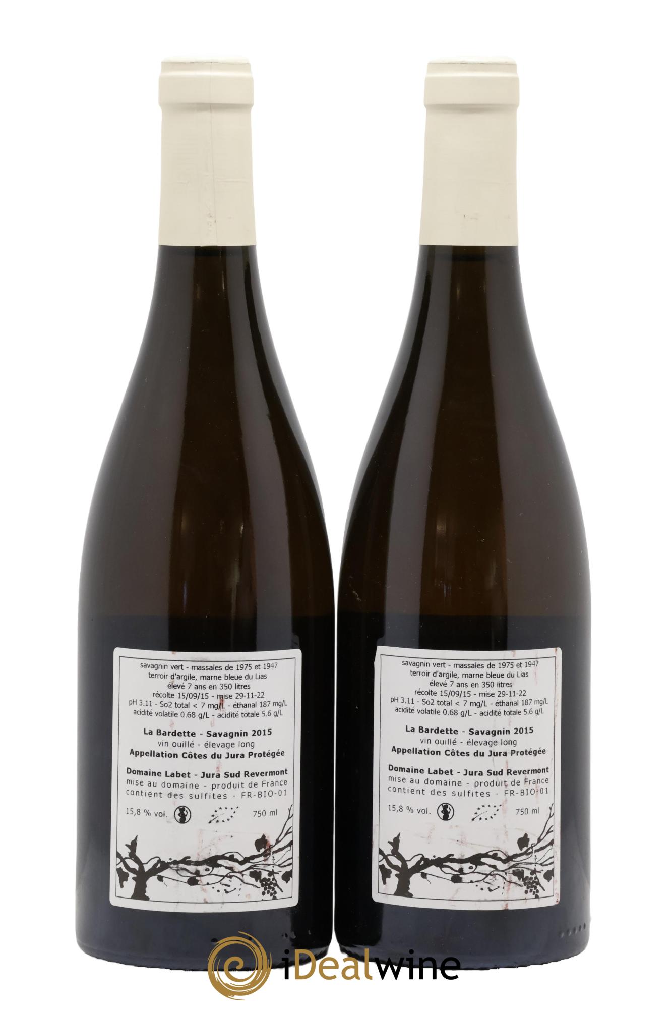 Côtes du Jura Savagnin La Bardette Elevage Long Romain - Julien  - Charline Labet 2015 - Lot of 2 bottles - 1
