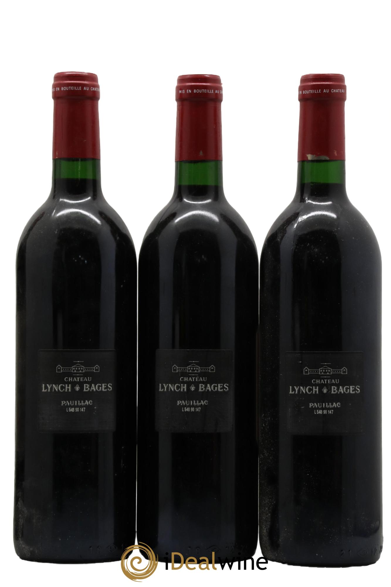 Château Lynch Bages 5ème Grand Cru Classé 1990 - Lot de 3 bouteilles - 1