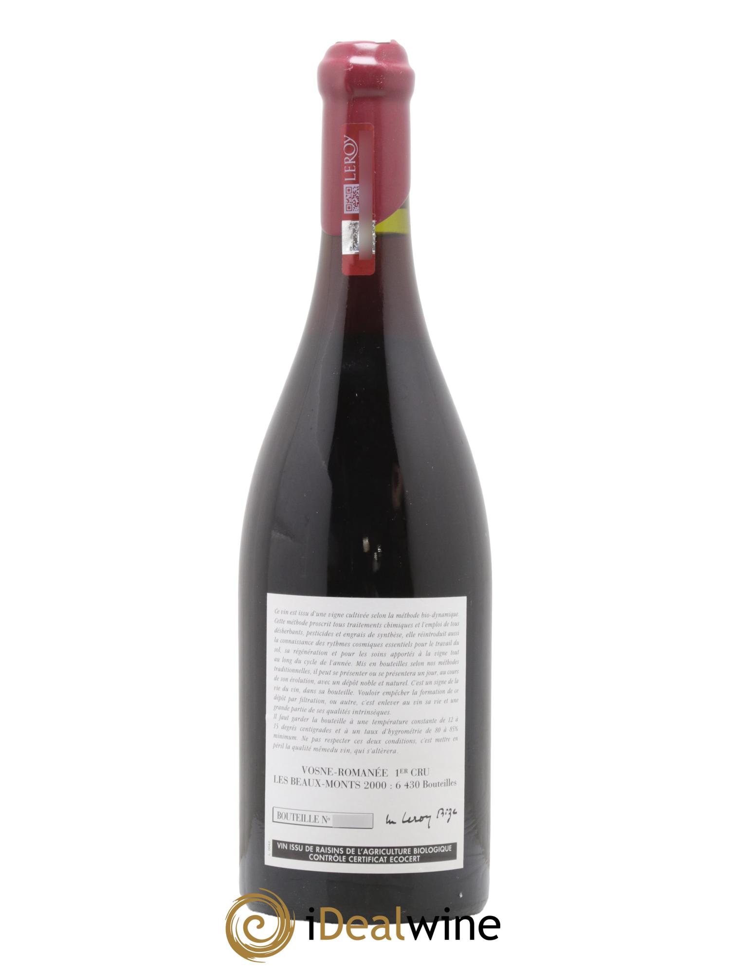 Vosne-Romanée 1er Cru Les Beaux-Monts Leroy (Domaine) 2000 - Lot de 1 bouteille - 1