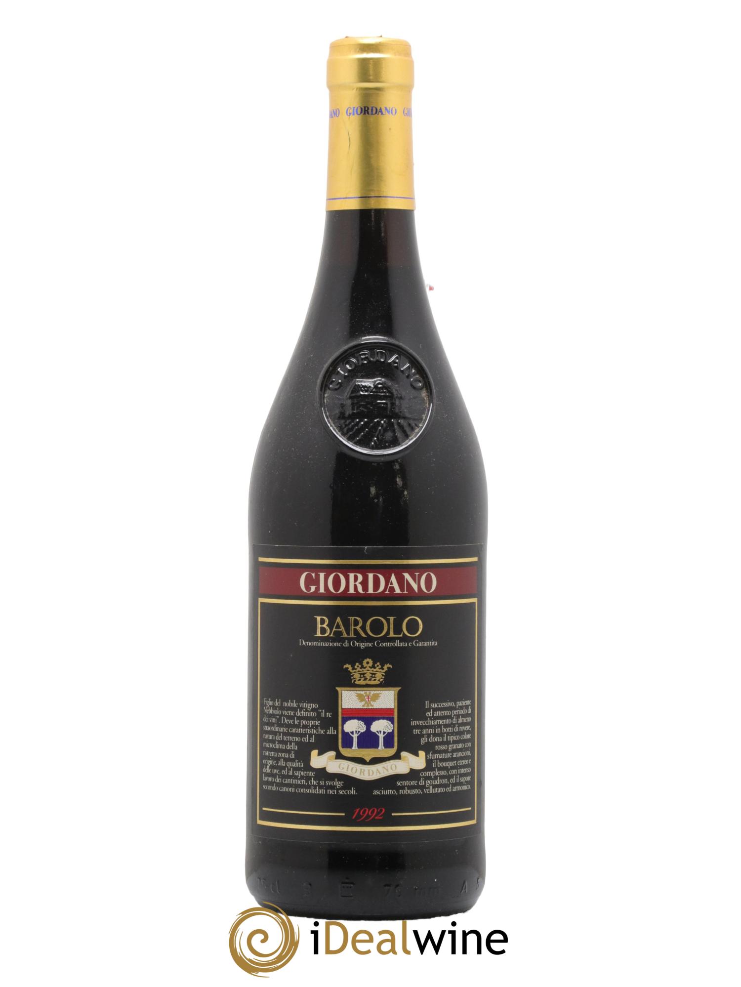 Acquista Barolo DOCG Giordano 1992 (lot: 2338150)