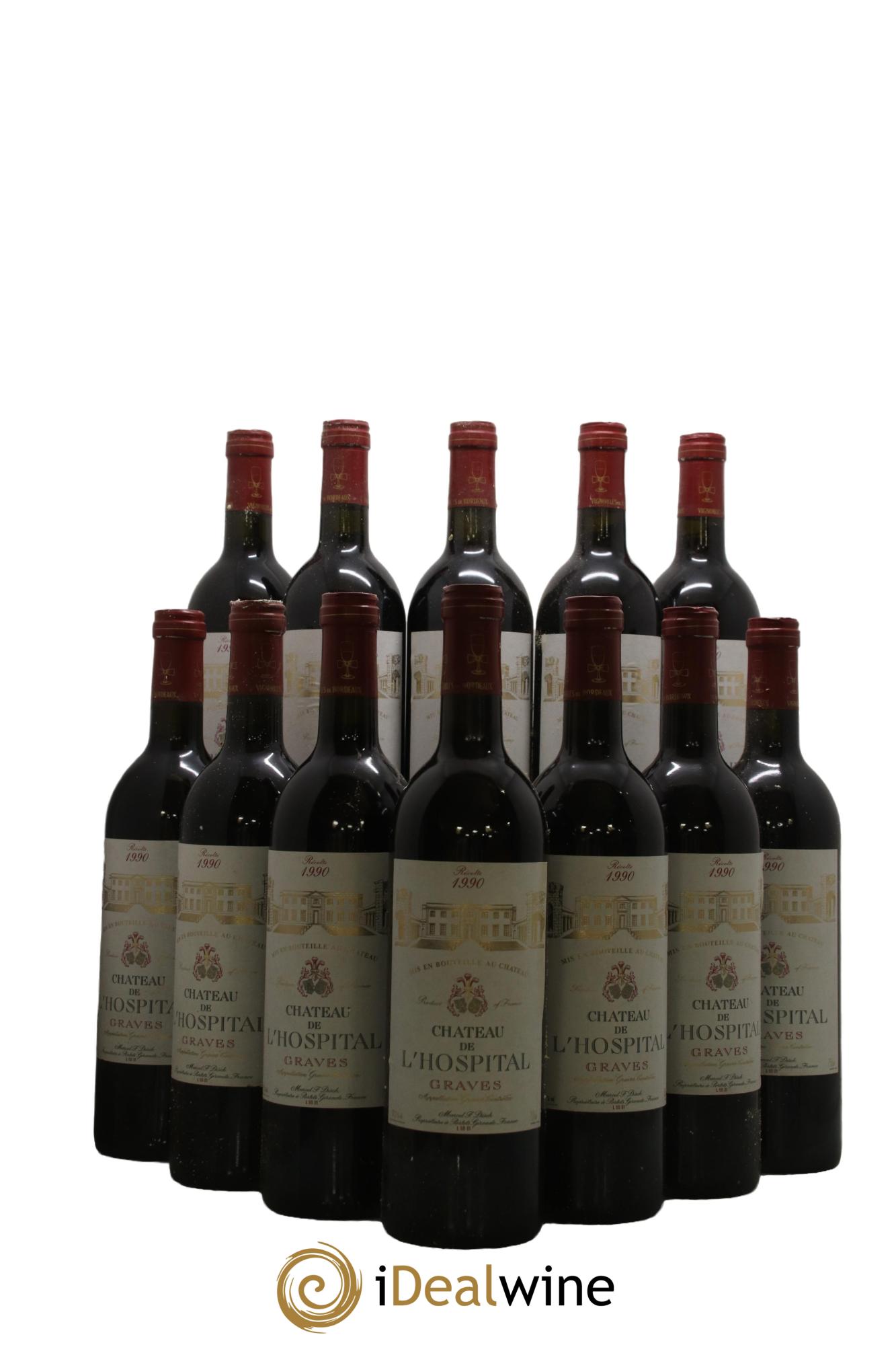 Graves Château de L'Hospital 1990 - Lot de 12 bouteilles - 0
