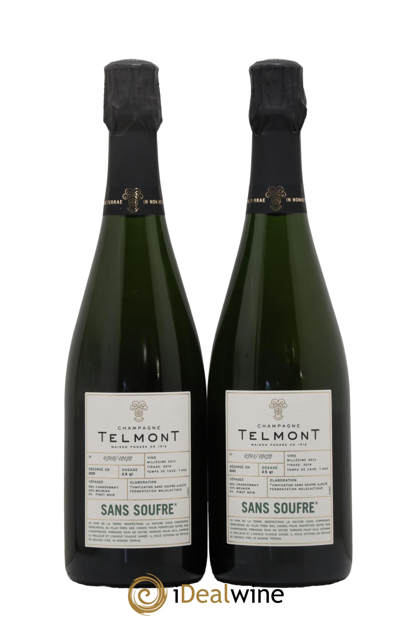 Champagne Sans Souffre Extra Brut Telmont 2013 - Lot de 2 bouteilles - 0