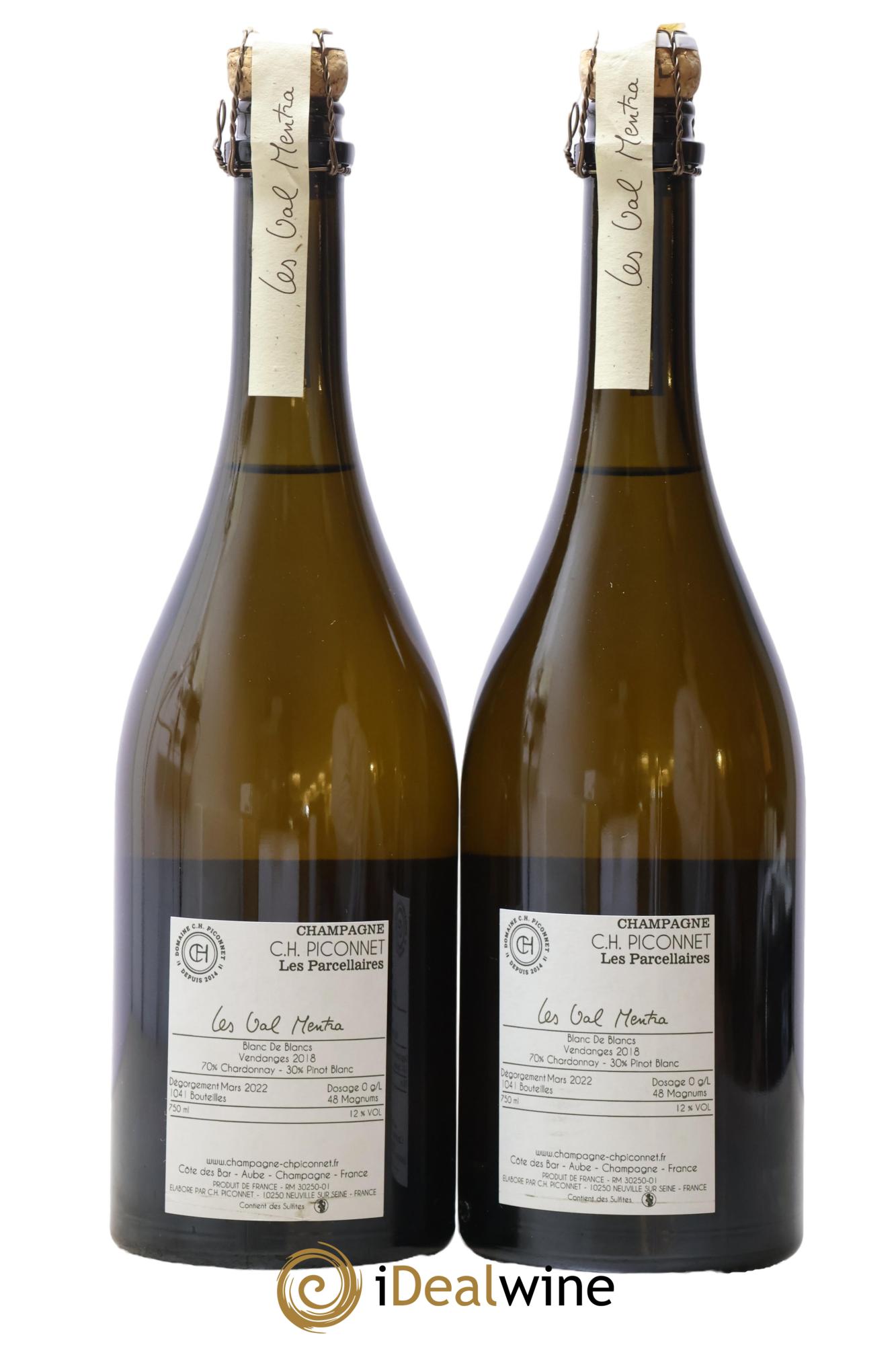 Champagne Les Val Mentra Chardonnay Piconnet 2018 - Lot de 2 bouteilles - 1