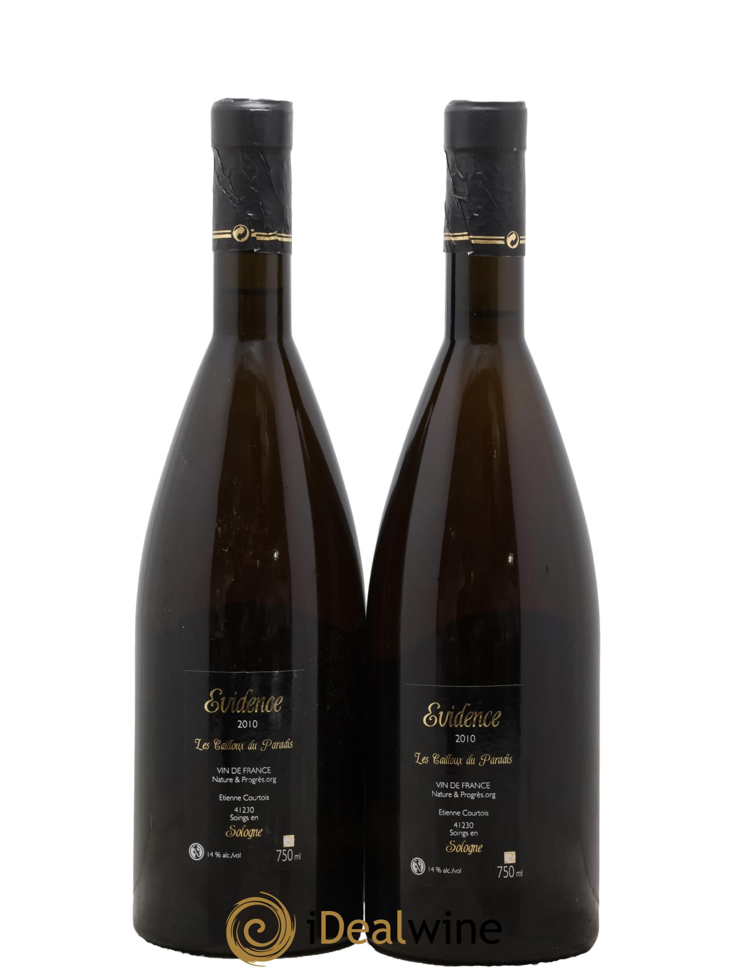 Vin de table Evidence Les Cailloux Du Paradis Etienne Courtois 2010 - Posten von 2 Flaschen - 1