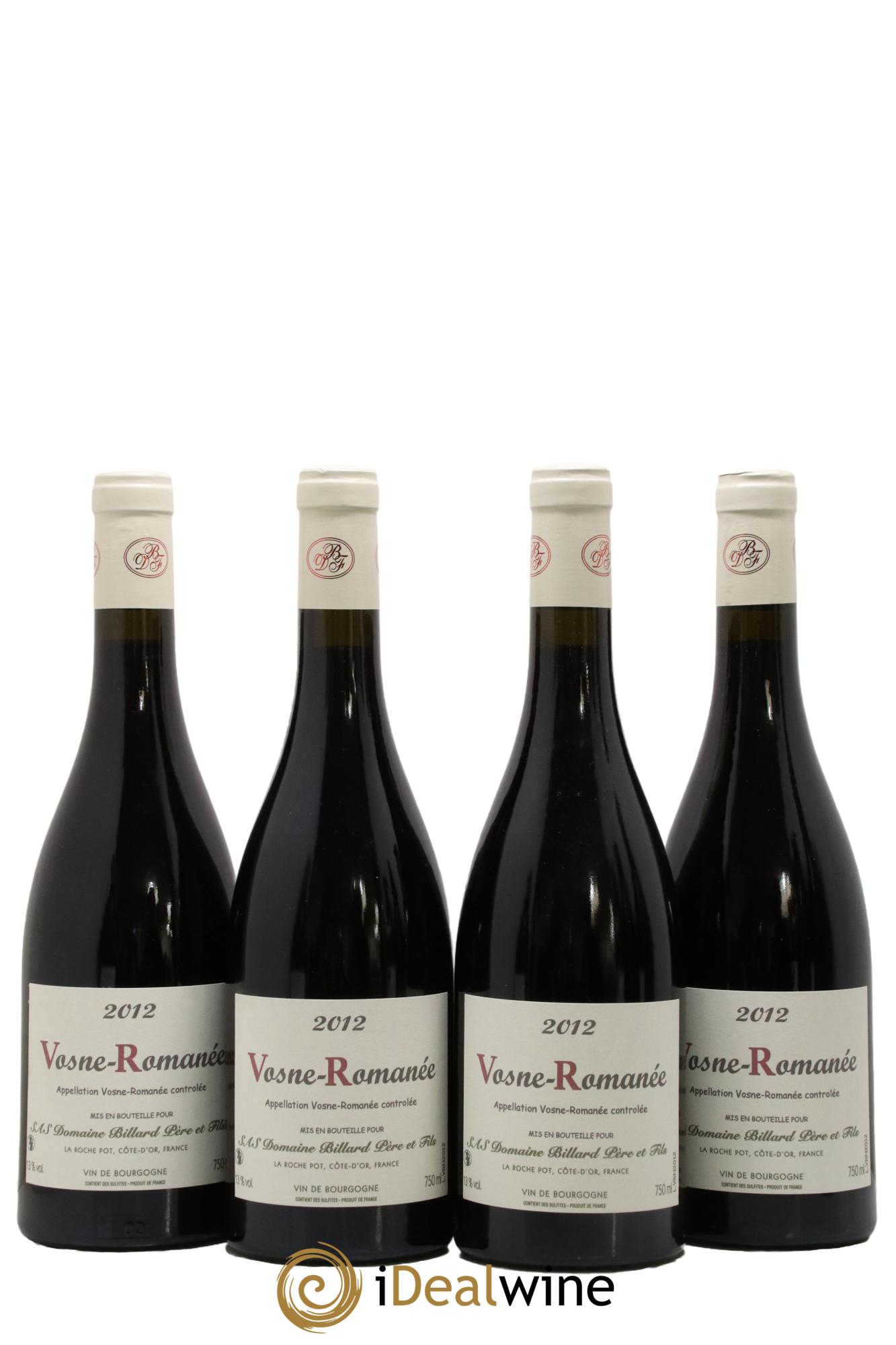 Vosne-Romanée Domaine Billard Père et Fils 2012 - Lot de 4 bouteilles - 0