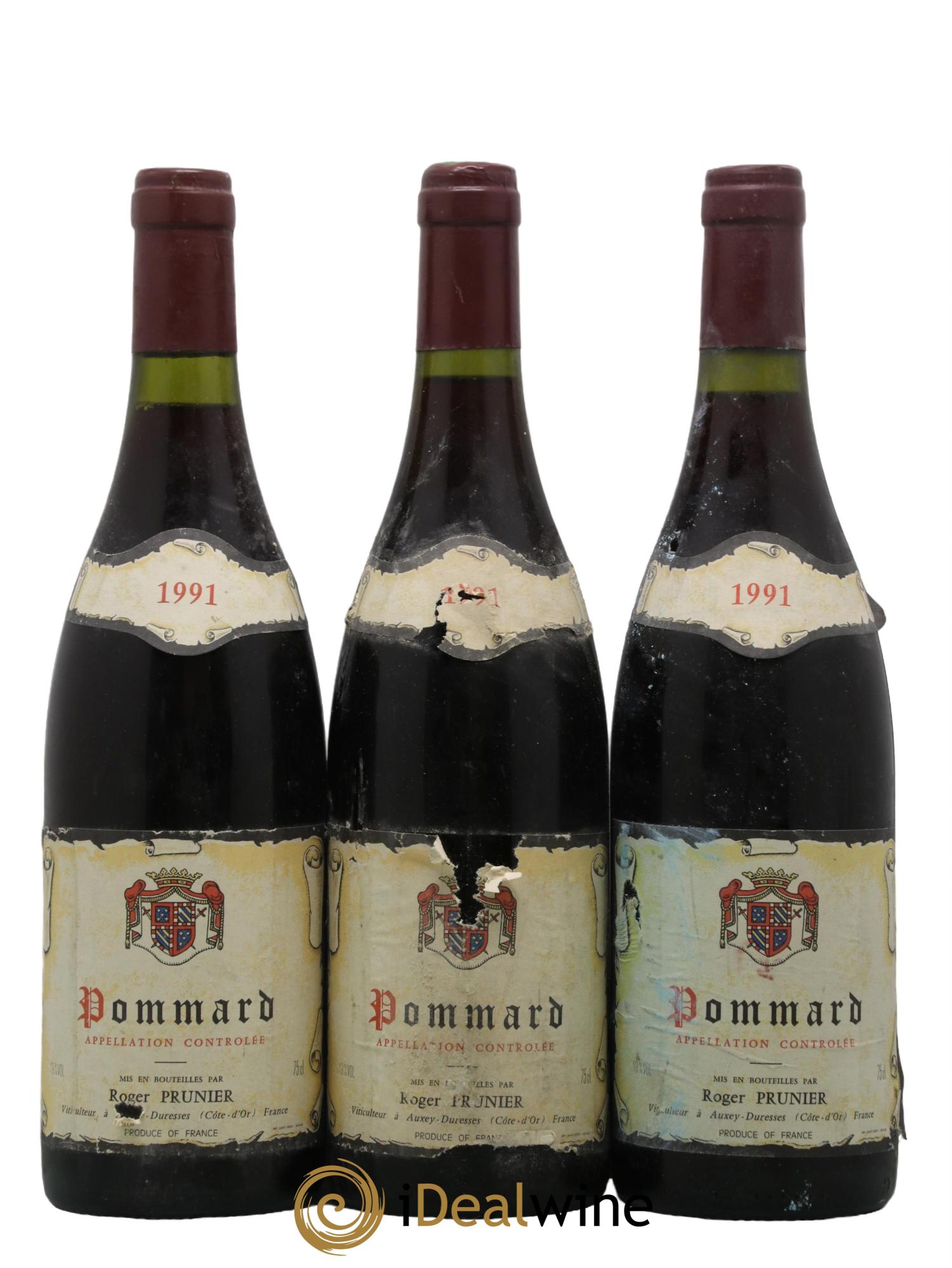 Pommard Domaine Roger Prunier 1991 - Lot de 3 bouteilles - 0
