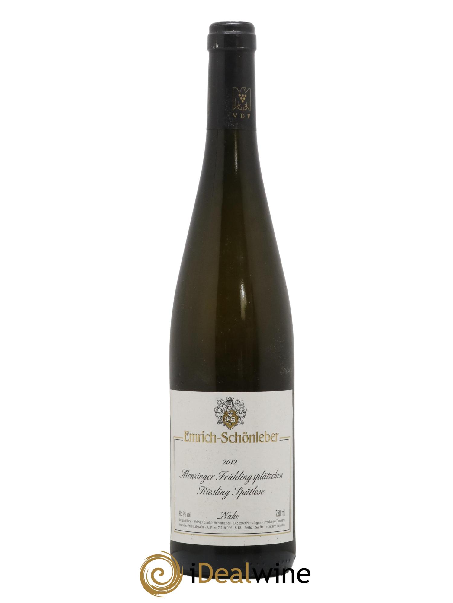 Allemagne Nahe Riesling Spatlese Monzinger Fruhlingsplatzcher Emrich Schonleber 2012 - Lot de 1 bouteille - 0