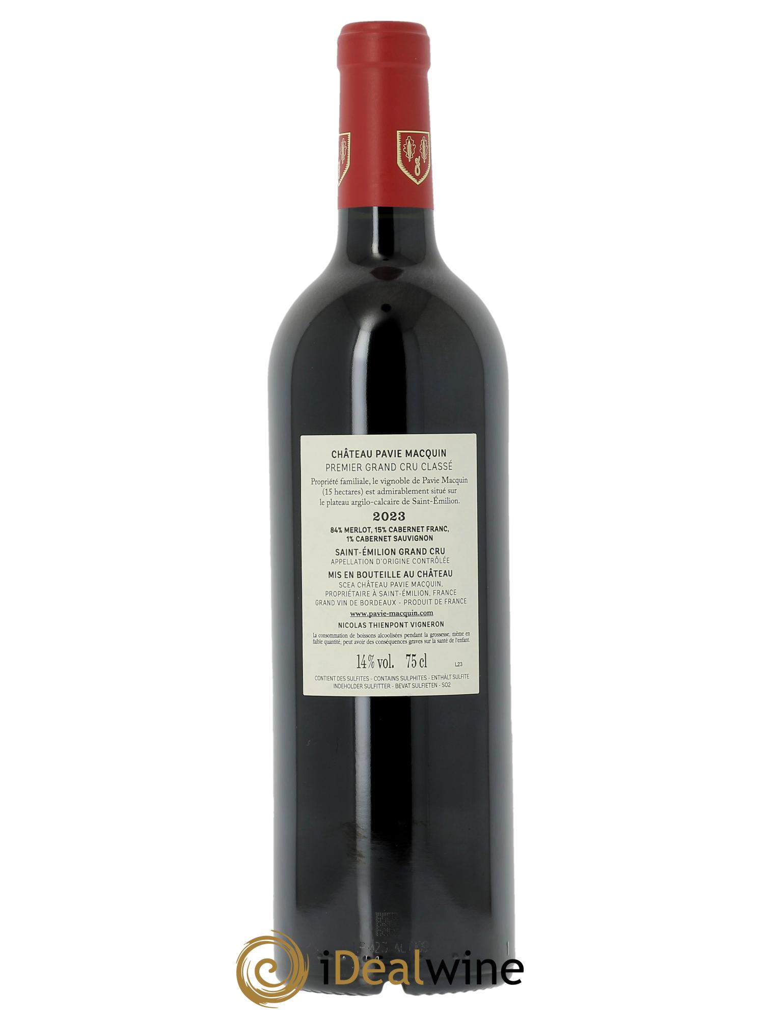 Château Pavie Macquin 1er Grand Cru Classé B (CBO à partir de 6 bts) 2023 - Lot de 1 bouteille - 1