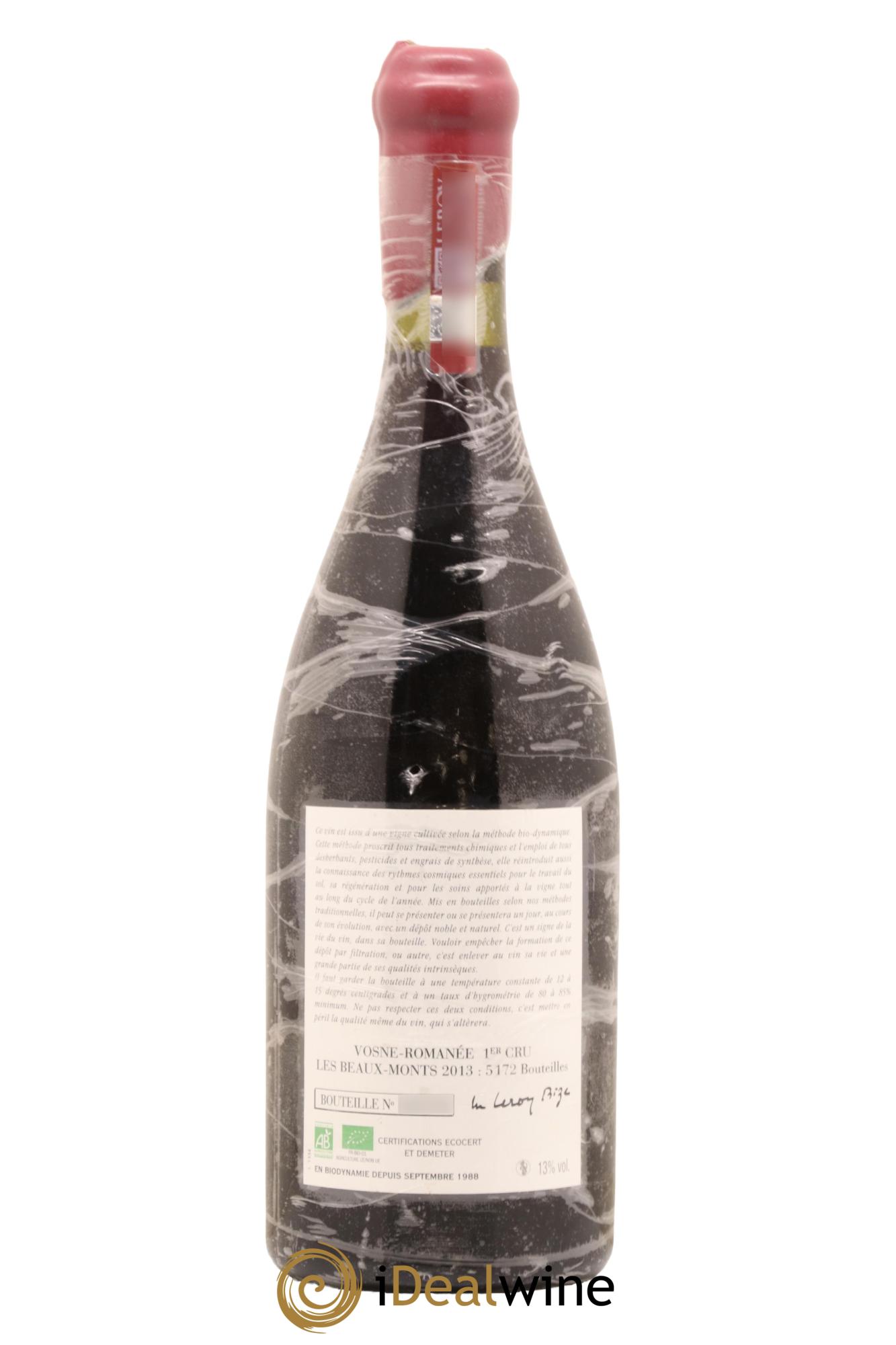 Vosne-Romanée 1er Cru Les Beaux-Monts Leroy (Domaine) 2013 - Lot de 1 bouteille - 1