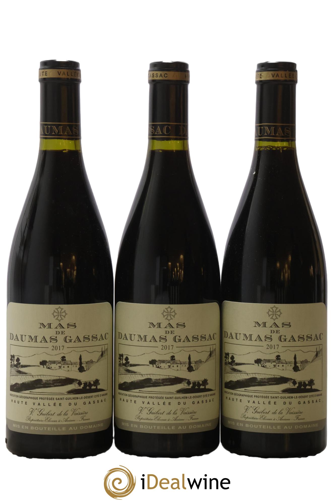 IGP St Guilhem-le-Désert - Cité d'Aniane Mas Daumas Gassac Famille Guibert de La Vaissière 2017 - Lot of 3 bottles - 0