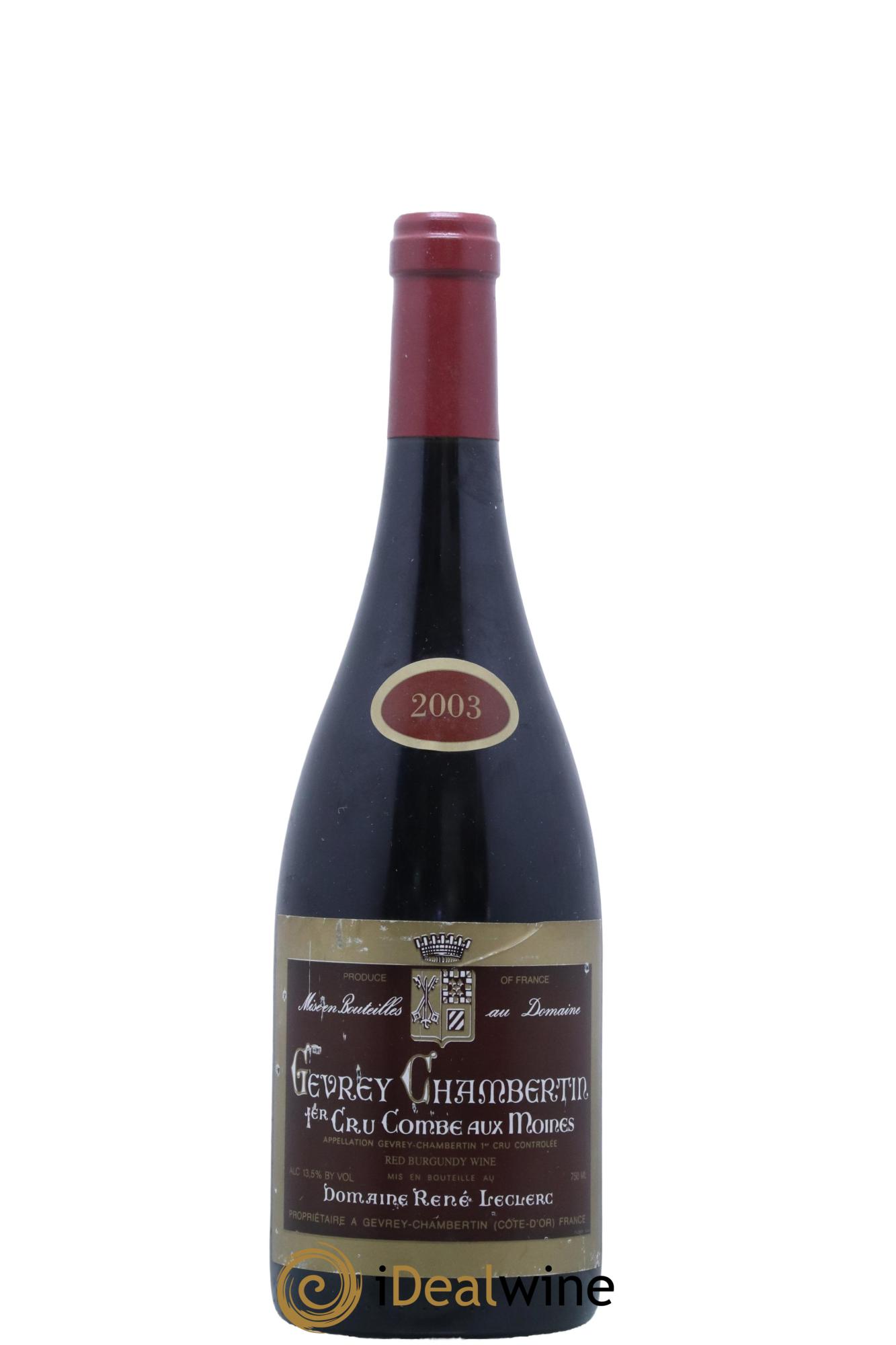 Gevrey-Chambertin 1er Cru Combes Aux Moines Domaine Rene Leclerc 2003 - Lot de 1 bouteille - 0