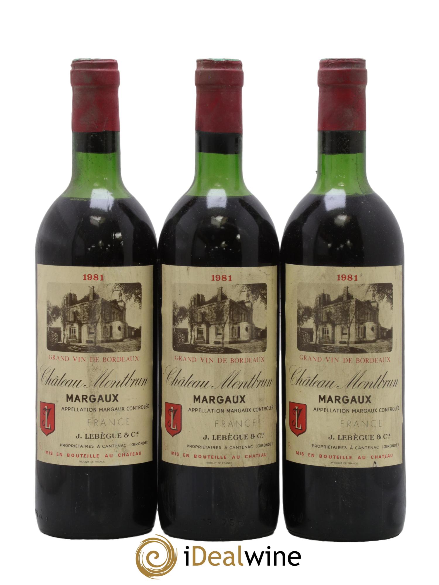 Château Montbrun Cru Bourgeois  1981 - Lotto di 3 bottiglie - 0