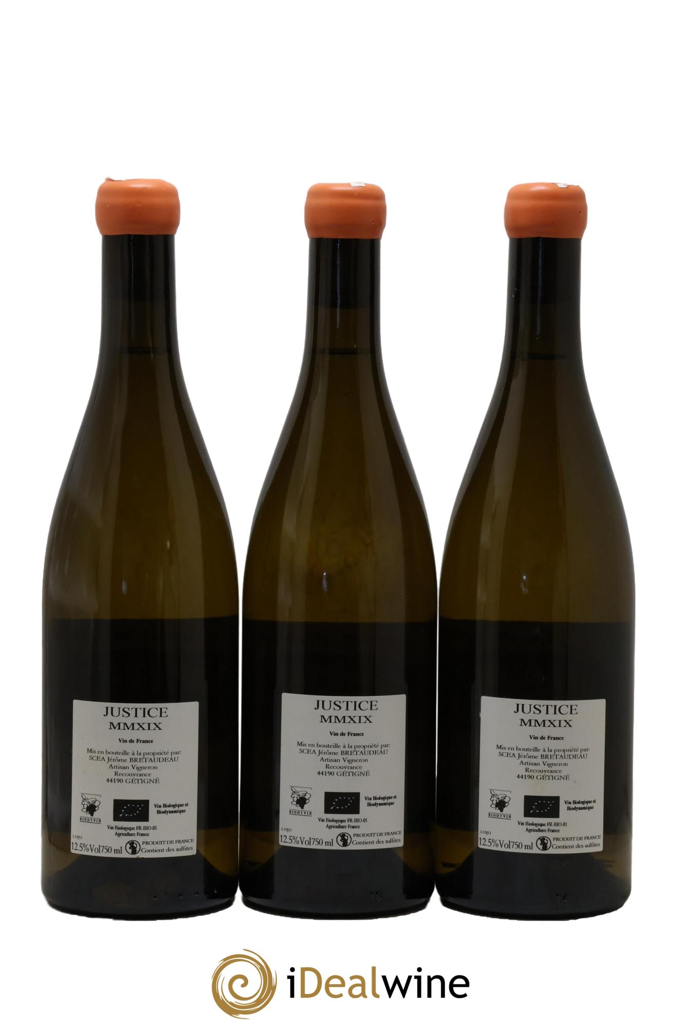 Vin de France La Justice Jérôme Bretaudeau - Domaine de Bellevue 2019 - Lot of 3 bottles - 1
