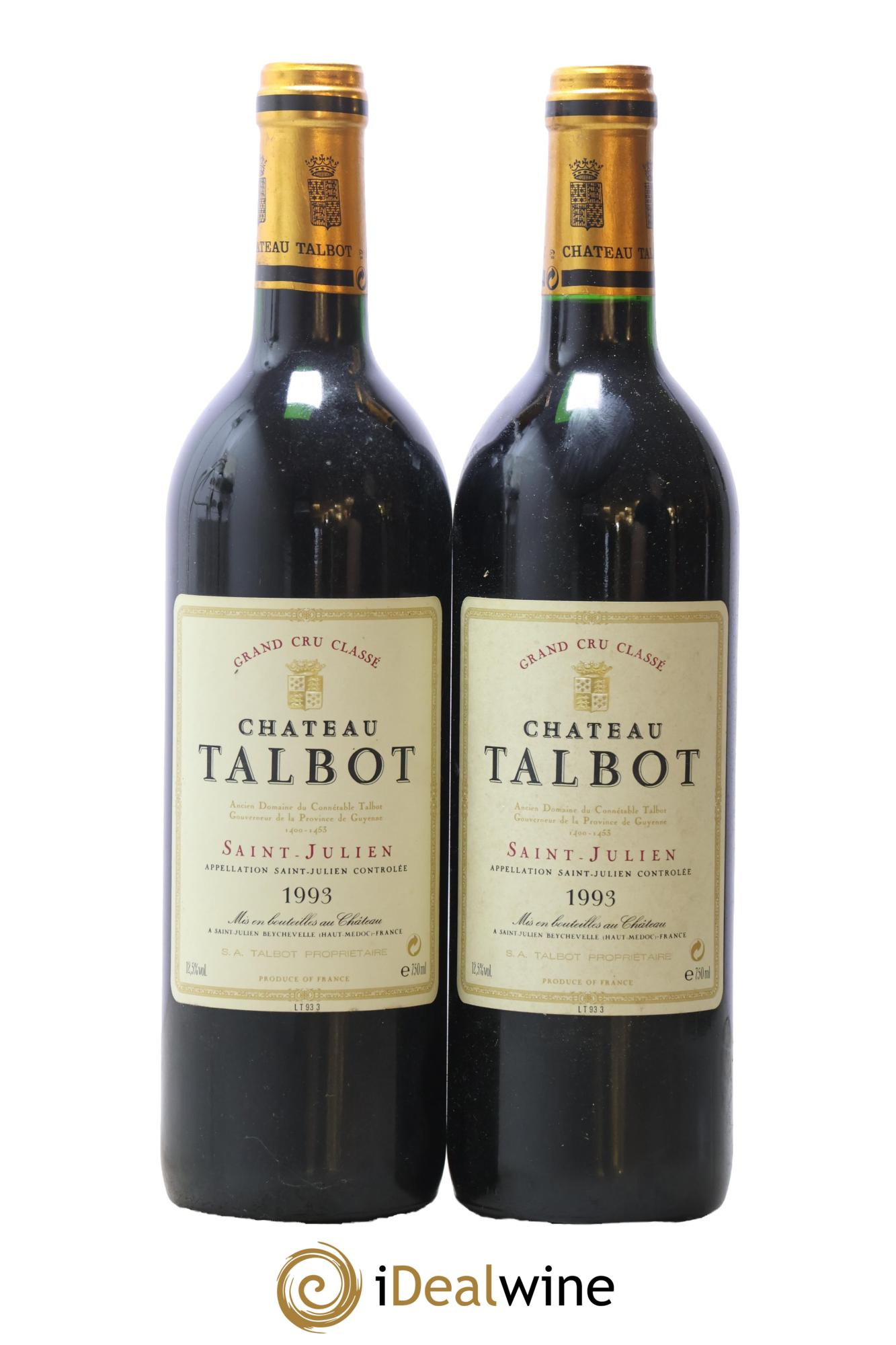 Château Talbot 4ème Grand Cru Classé 1993 - Lotto di 2 bottiglie - 0