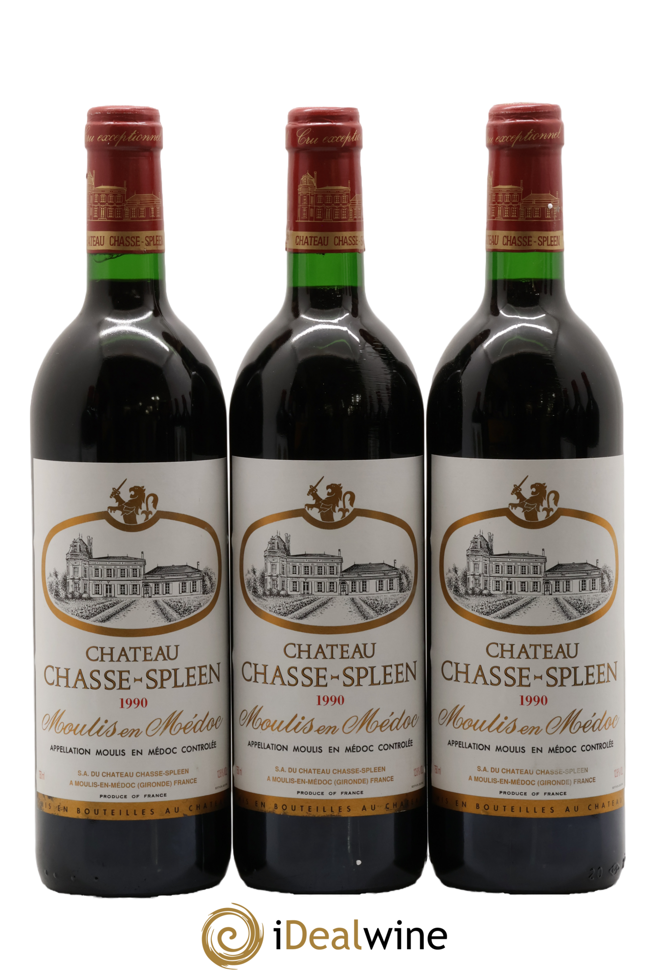 Château Chasse Spleen 1990 - Lot of 3 bottles - 0
