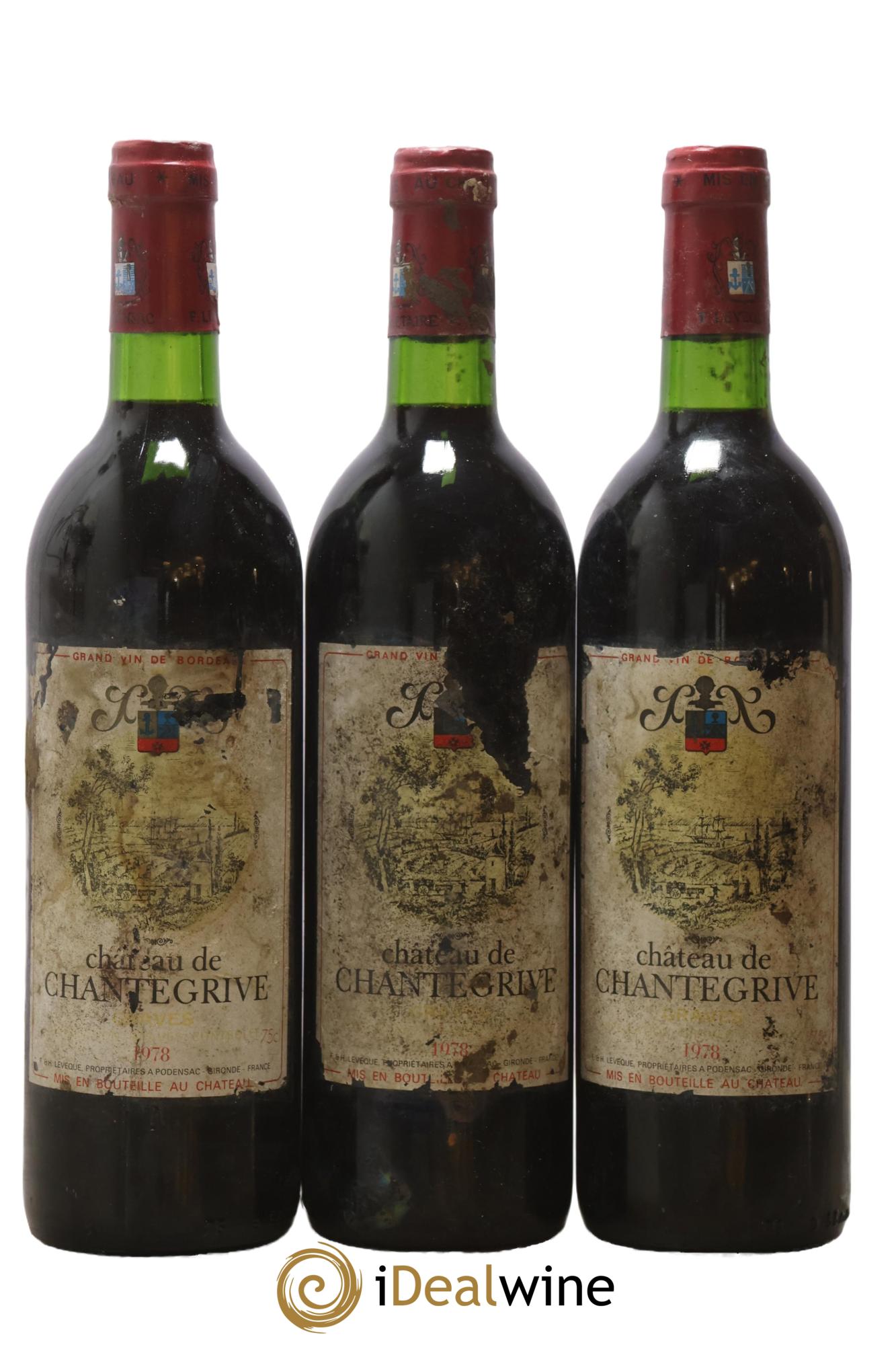 Château de Chantegrive 1978 - Lot de 3 bouteilles - 0