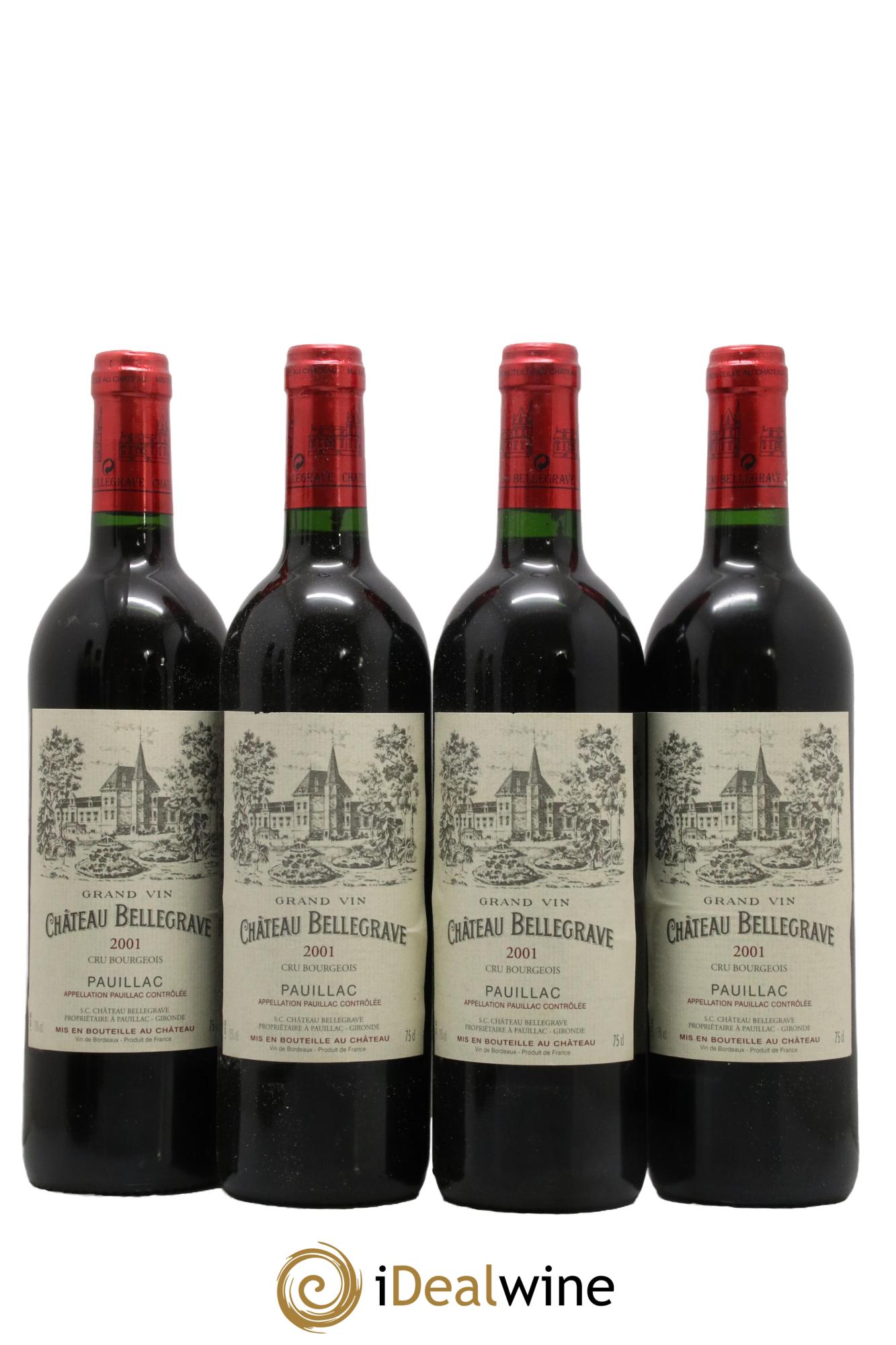 Château Bellegrave Cru Bourgeois 2001 - Lot de 4 bouteilles - 0
