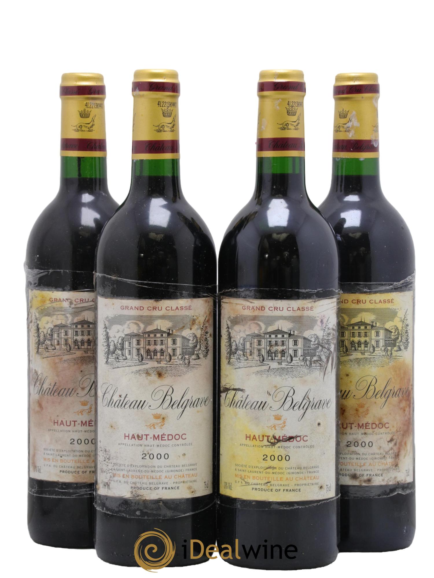 Château Belgrave 5ème Grand Cru Classé 2000 - Lotto di 4 bottiglie - 0