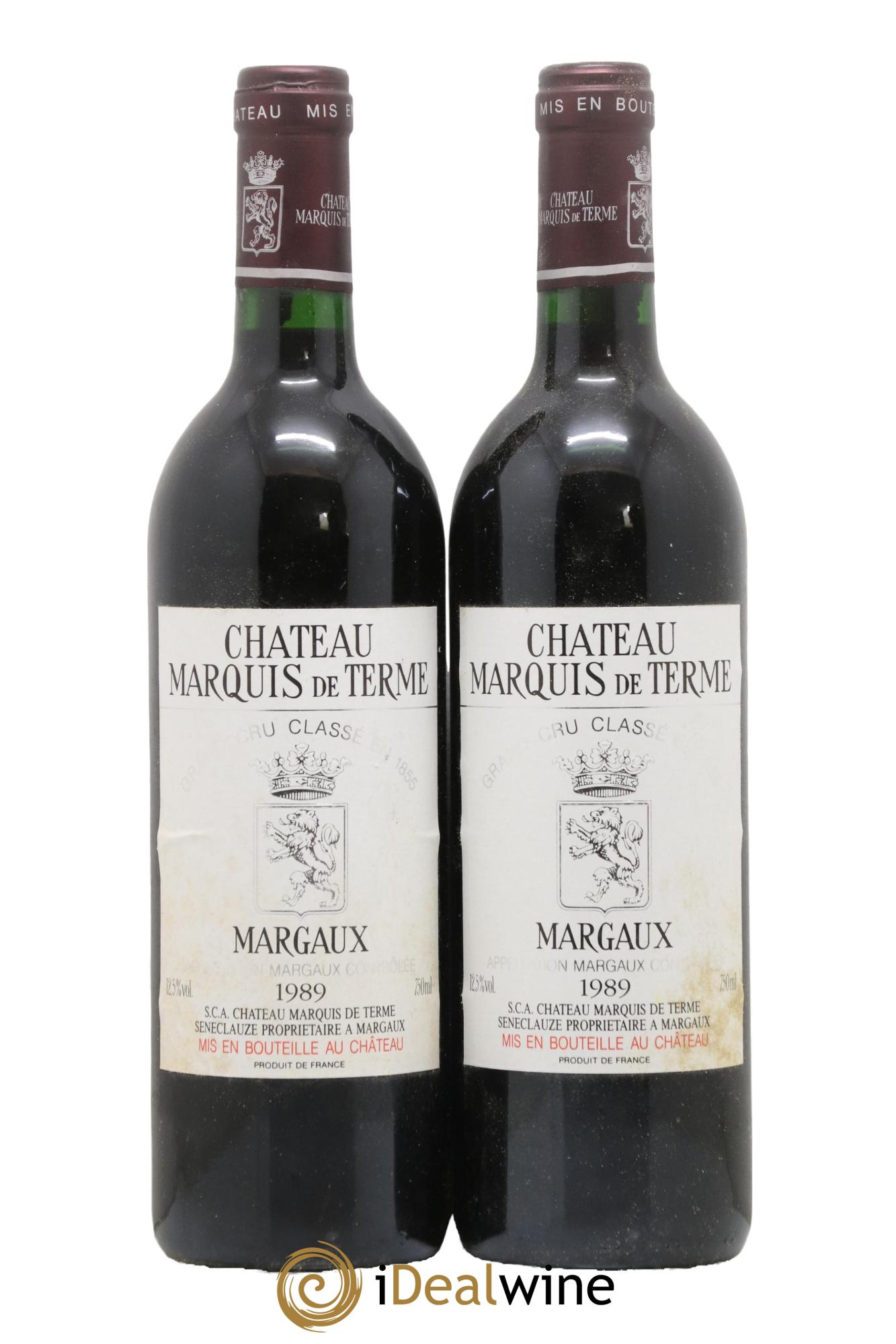 Château Marquis de Terme 4ème Grand Cru Classé 1989 - Lot de 2 bouteilles - 0
