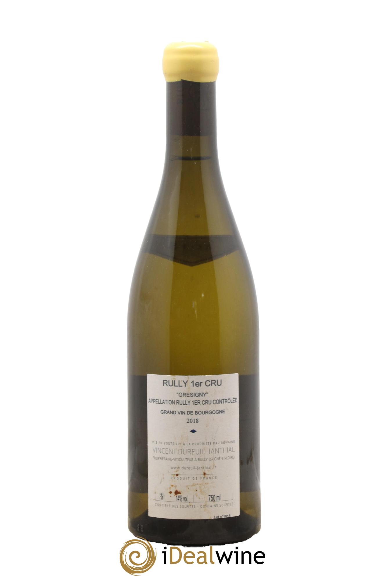 Rully 1er Cru Grésigny Vieilles Vignes Vincent Dureuil-Janthial 2018 - Lot of 1 bottle - 1