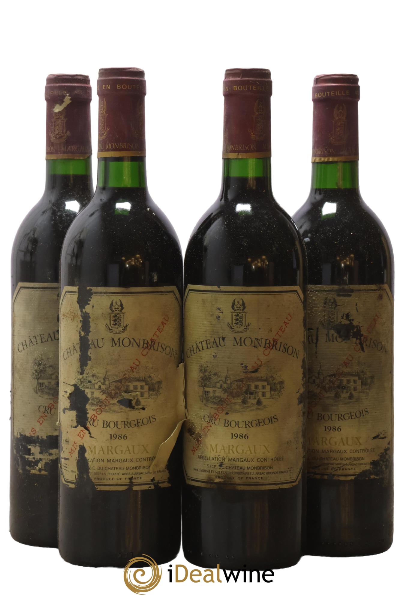 Château Monbrison 1986 - Lot de 4 bouteilles - 0