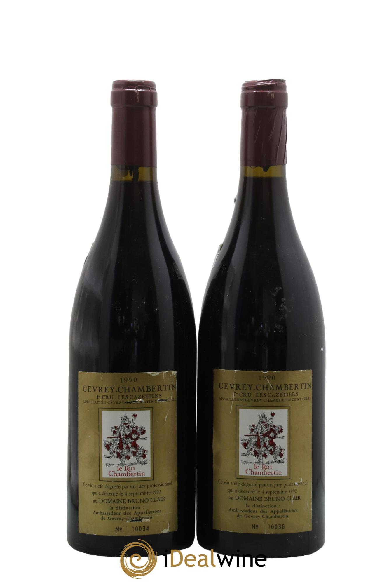 Gevrey-Chambertin 1er Cru Les Cazetiers Bruno Clair (Domaine) 1990 - Lotto di 2 bottiglie - 1