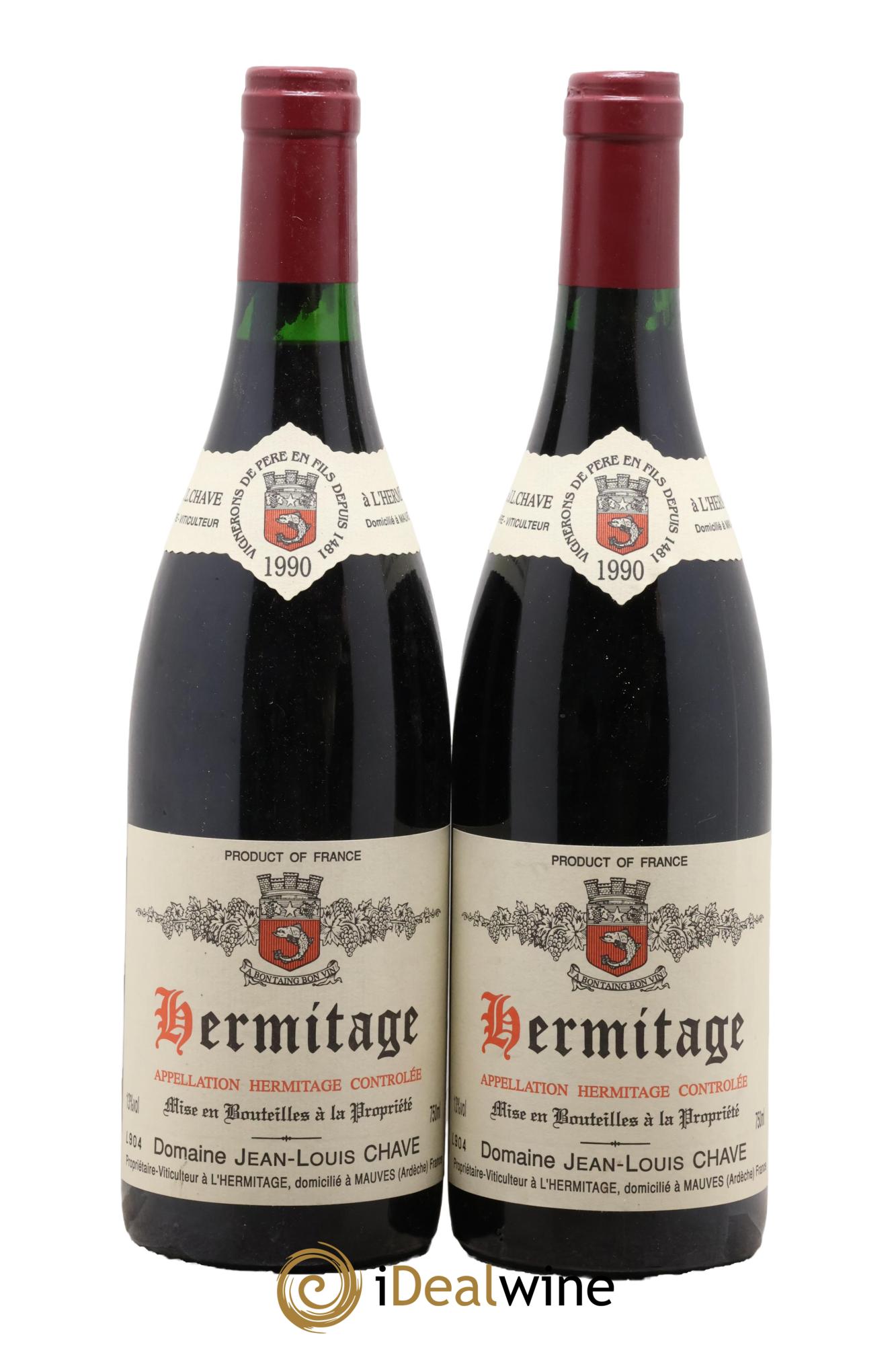 Hermitage Jean-Louis Chave 1990 - Lot de 2 bouteilles - 0