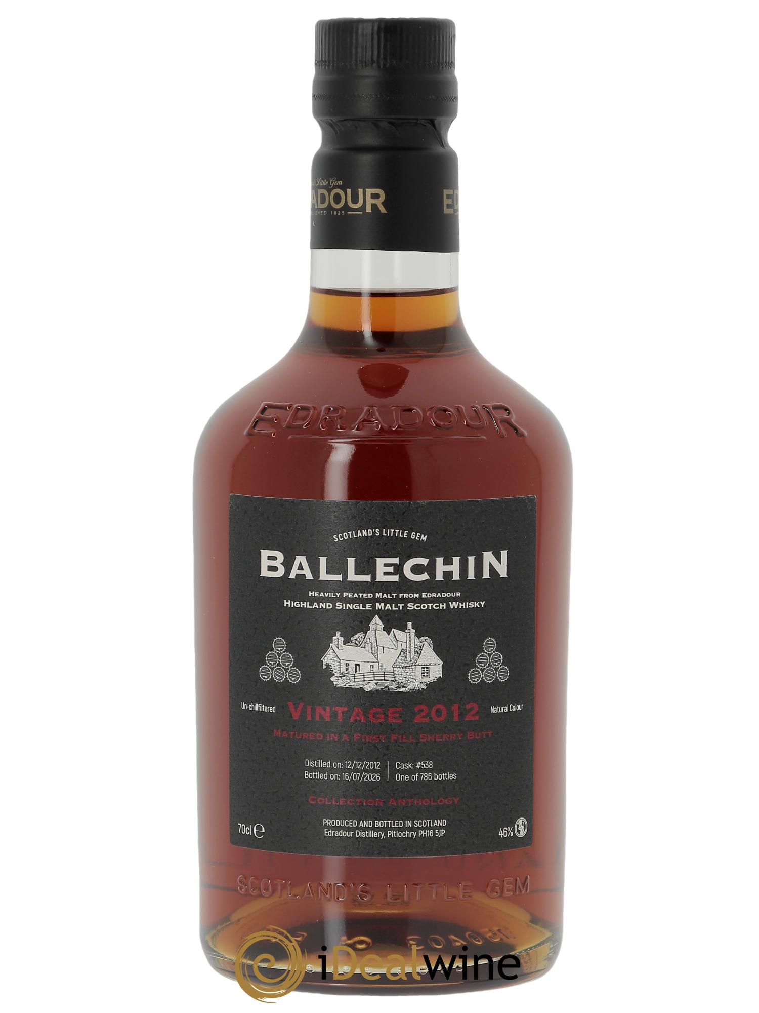 Whisky Ballechin 13 ans 1st Fill Oloroso 2012 - Lot de 1 bouteille - 1