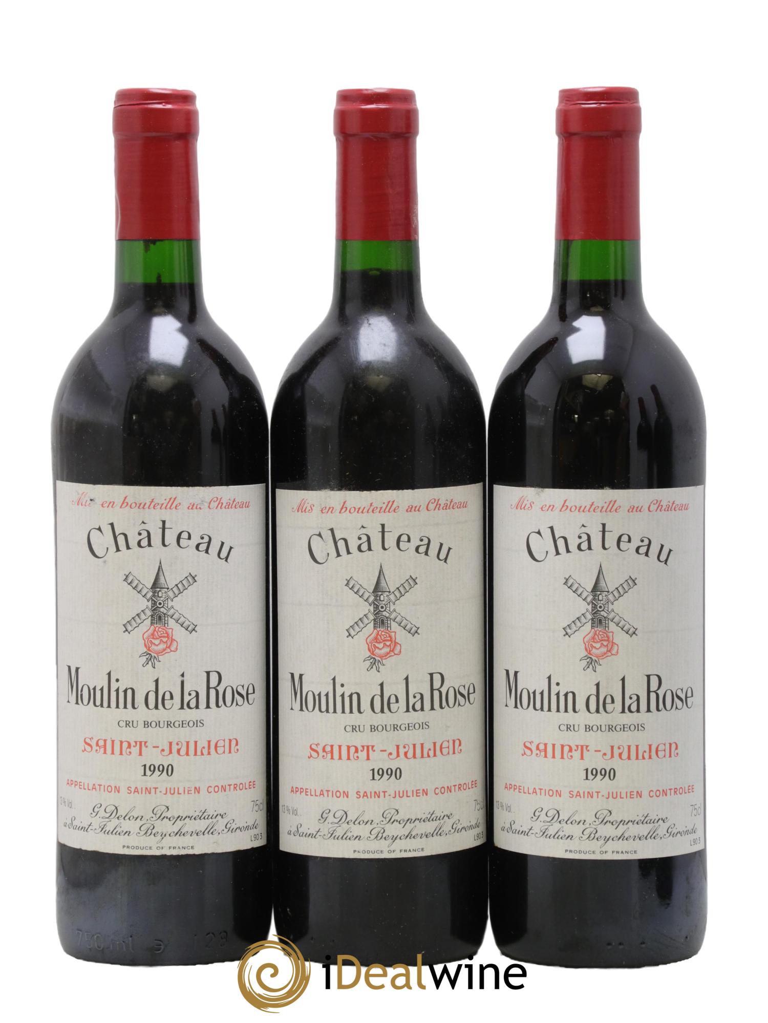 Château Moulin de la Rose Cru Bourgeois 1990 - Posten von 3 Flaschen - 0