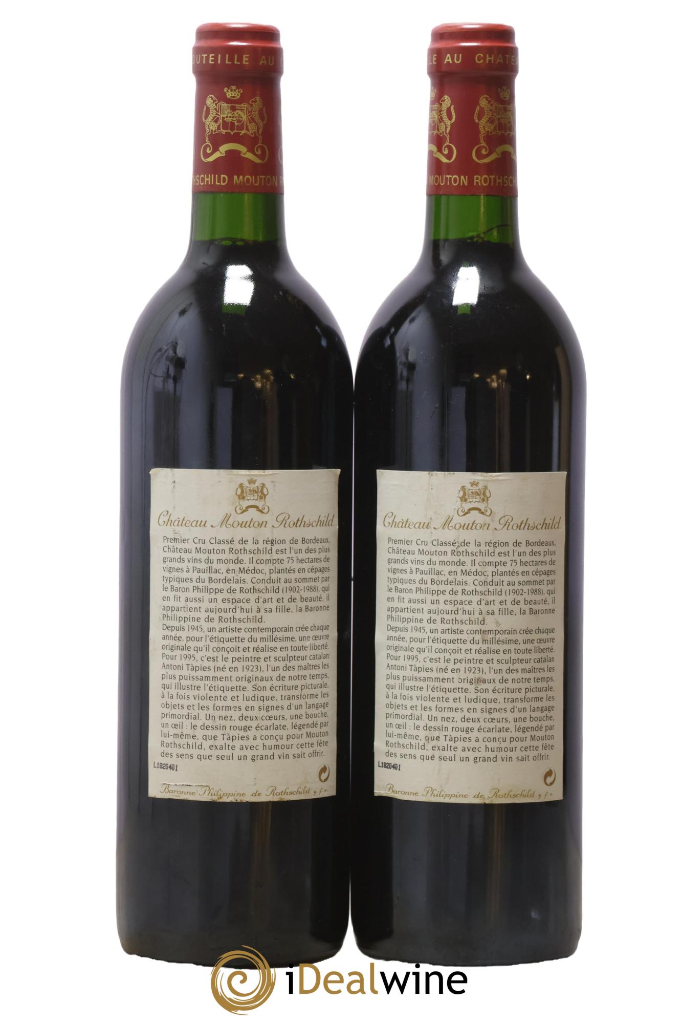 Château Mouton Rothschild 1er Grand Cru Classé 1995 - Lot de 2 bouteilles - 1