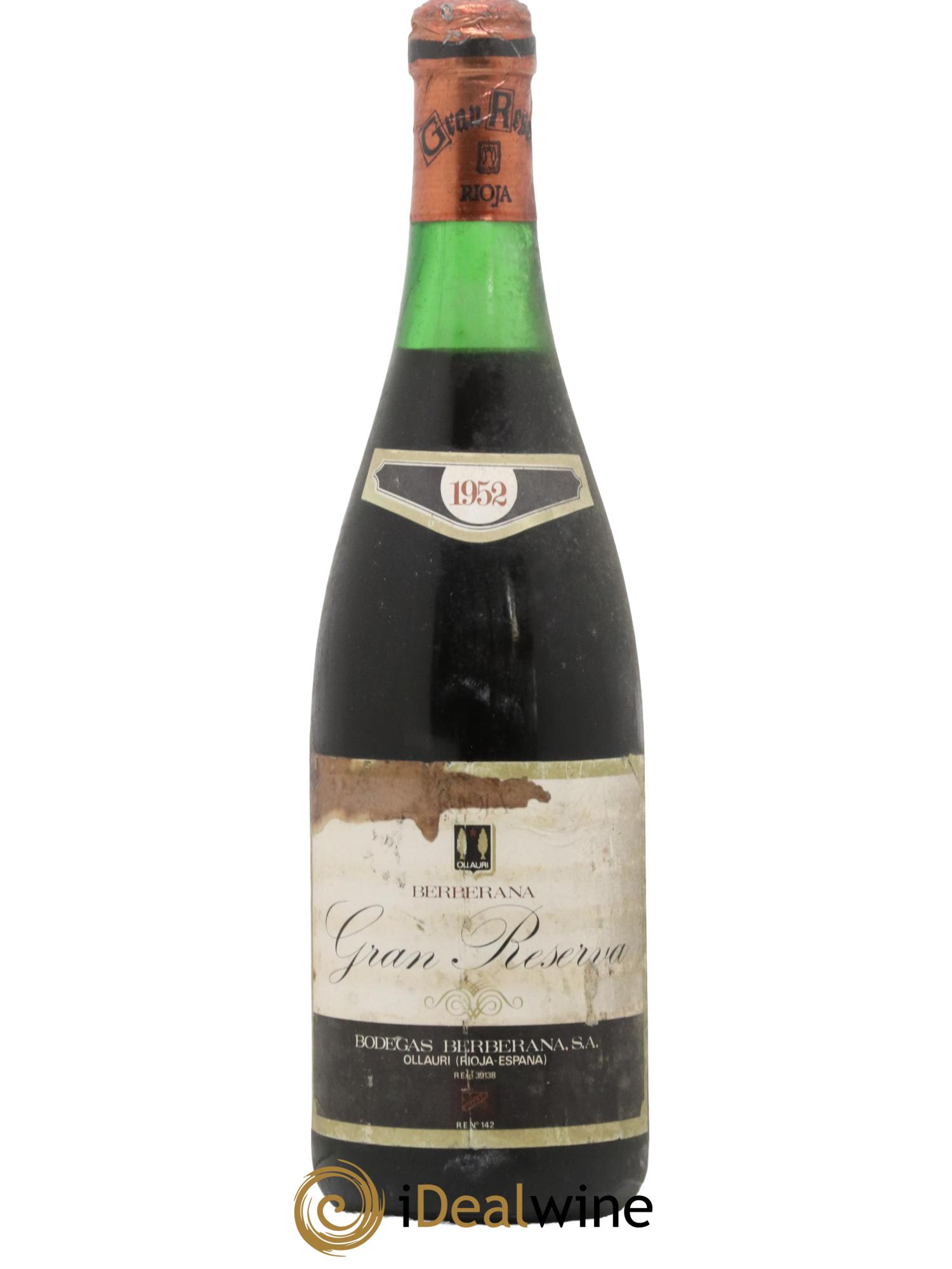 Rioja DOCA Gran Reserva Berberana 1952 - Lot of 1 bottle - 0