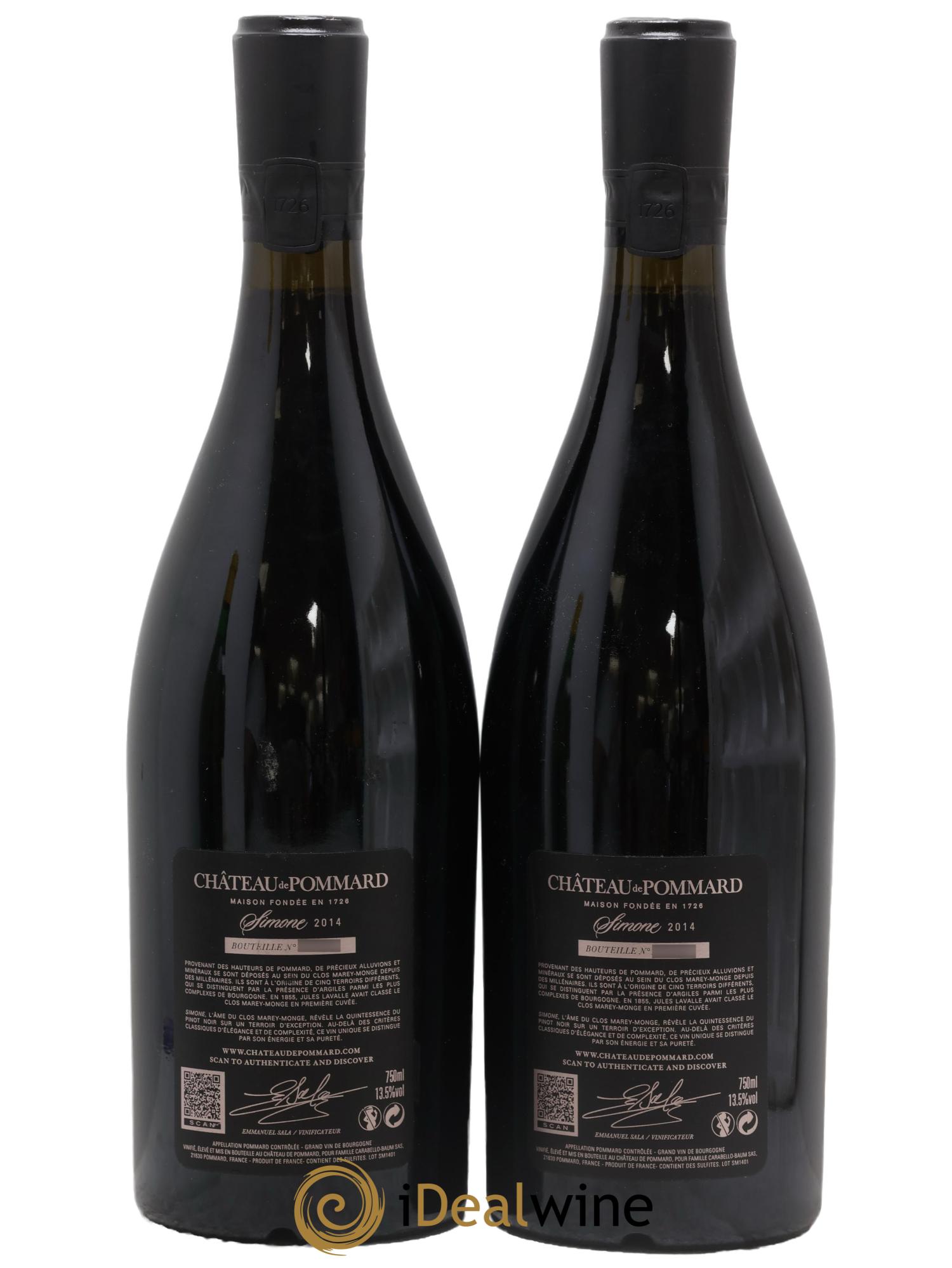 Pommard cuvée Simone Château de Pommard 2014 - Lot de 2 bouteilles - 1