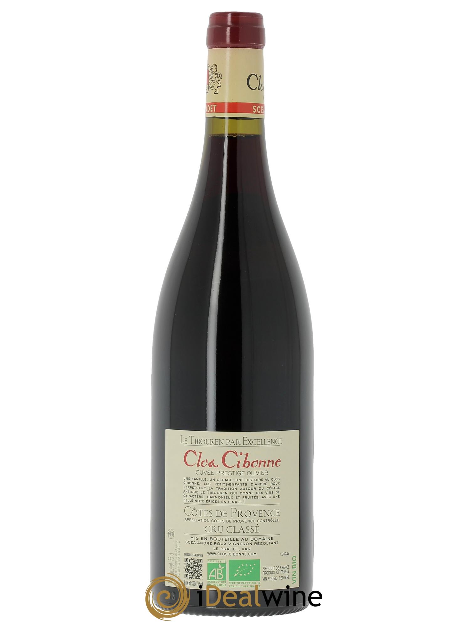 Côtes de Provence Clos Cibonne Prestige Olivier  2024 - Lot de 1 bouteille - 1