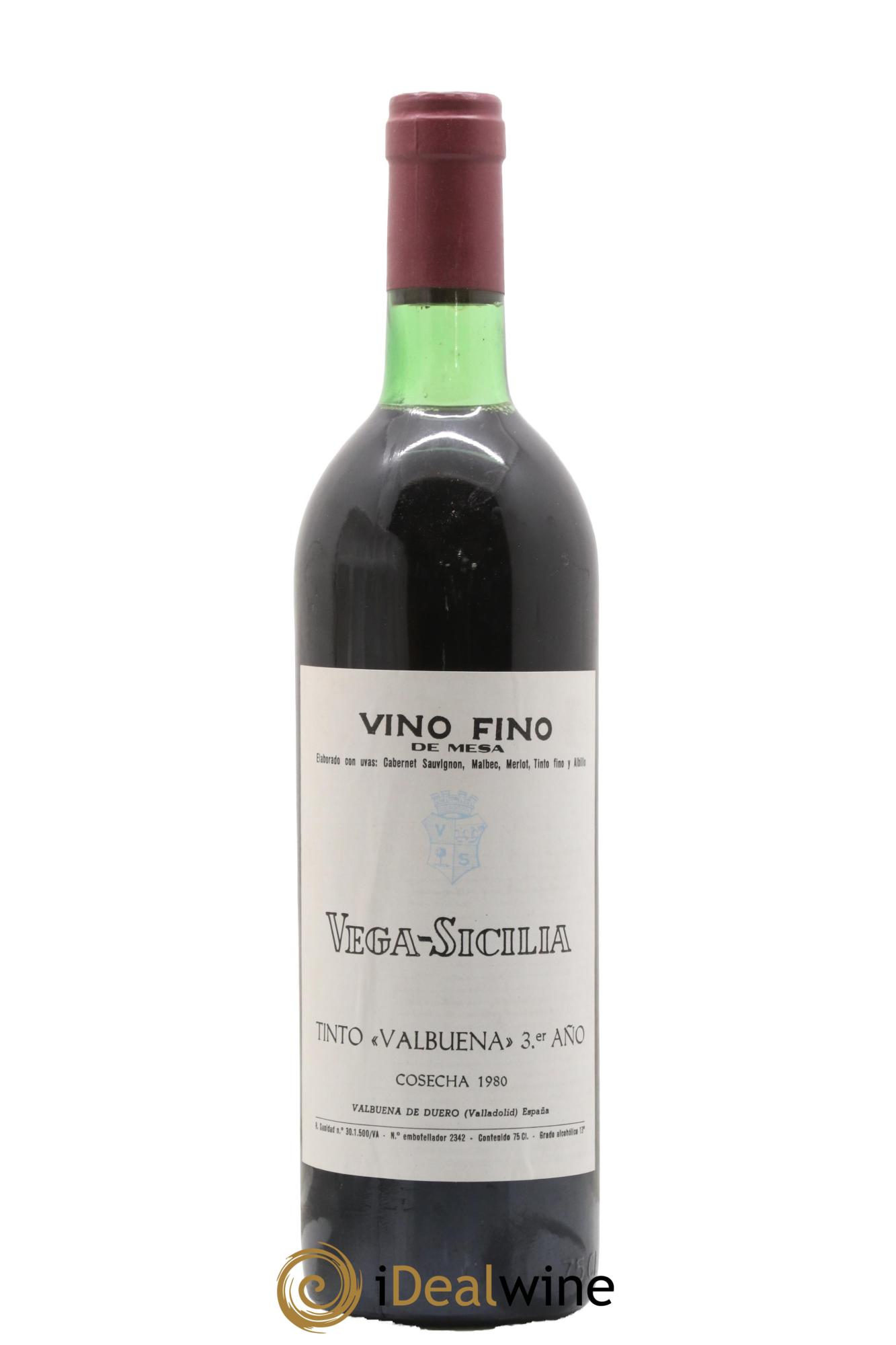 Ribera Del Duero DO Vega Sicilia Valbuena 3 ano Famille Alvarez 1980 - Lot de 1 bouteille - 0